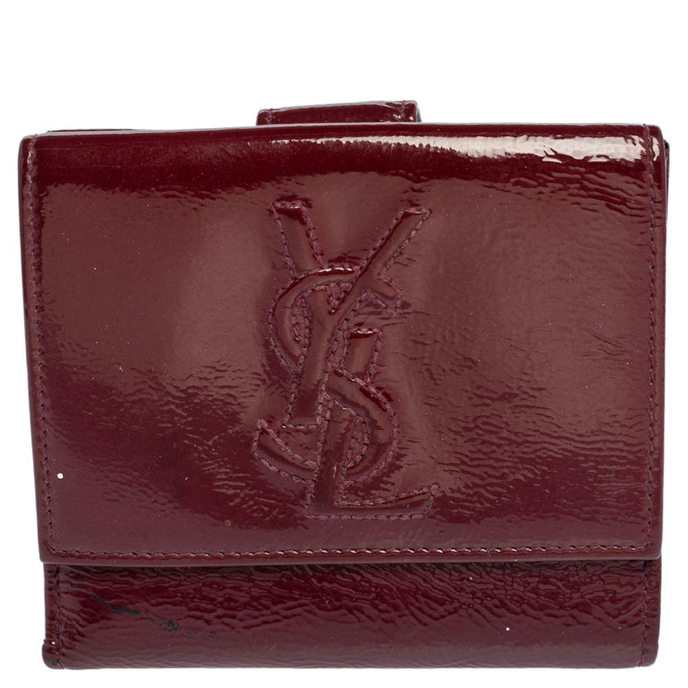 Yves Saint Laurent Burgundy Patent Leather Belle De Jour French Wallet
