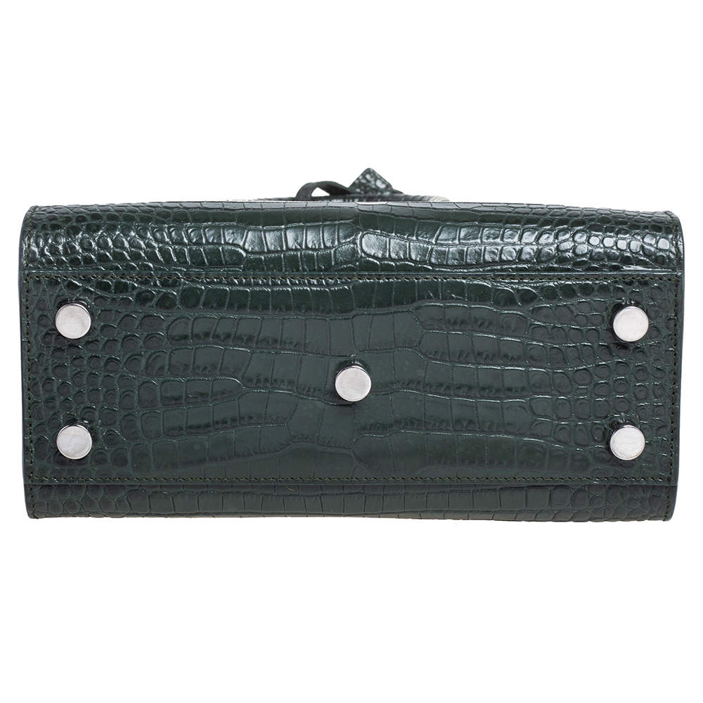 YSL Light Pine Green Croco Embossed Sac De Jour Nano Bag – The Closet