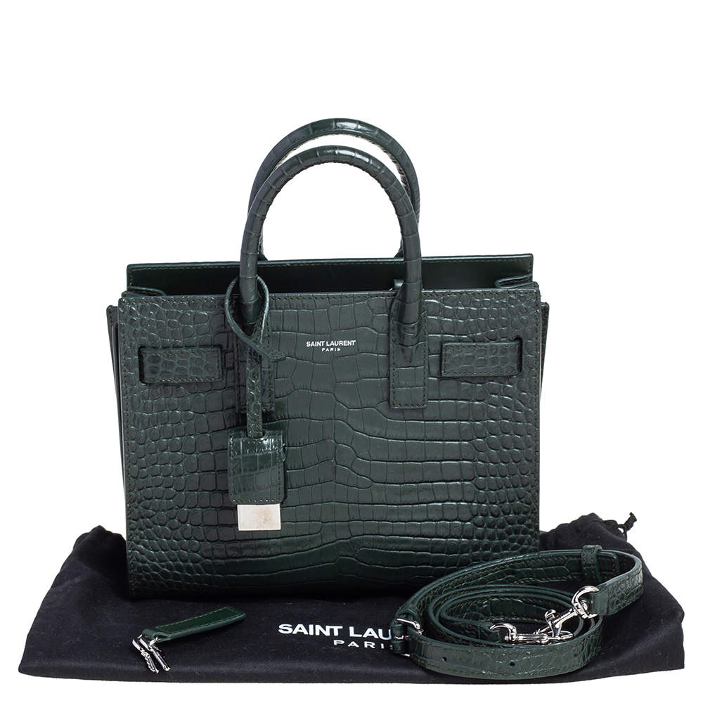 Stockholm Leather Tote Bag  Bottle Green Croc – Azurina