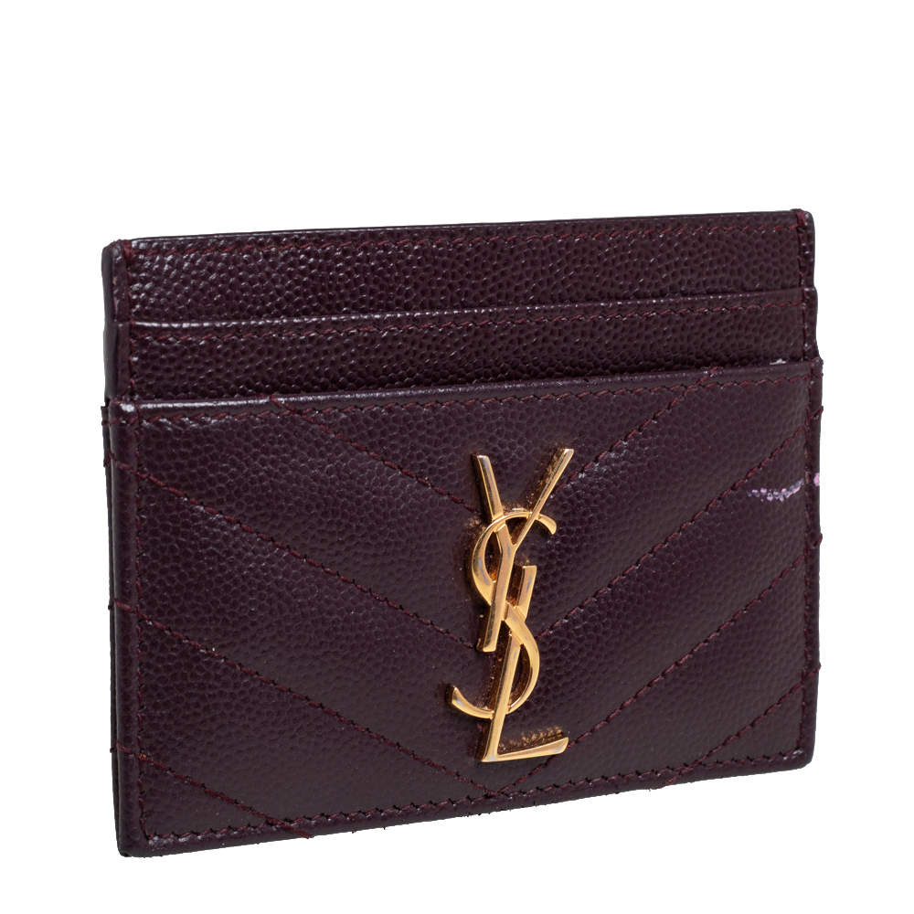 ysl card holder burgundy