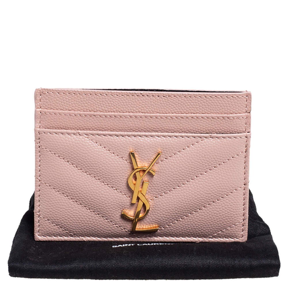 Ysl card holder pink hot sale