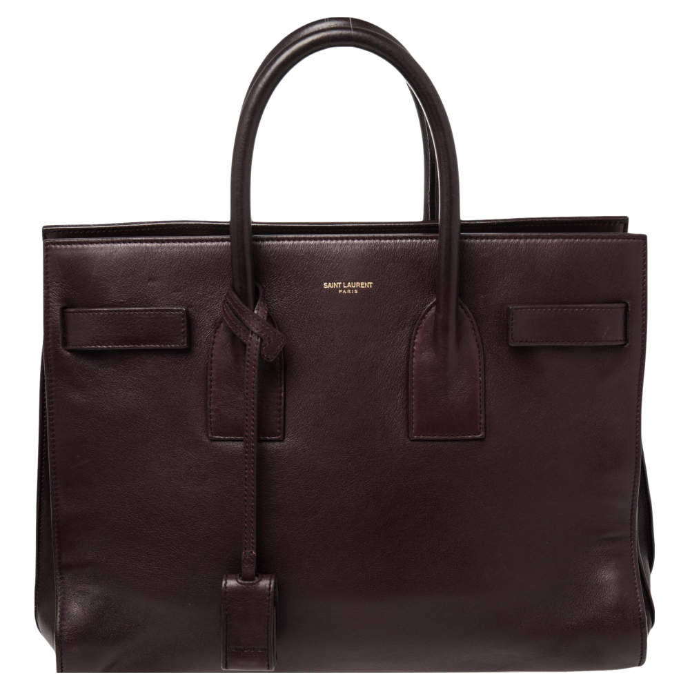 Pre Owned Saint Laurent Burgundy Leather Small Classic Sac De Jour Tote