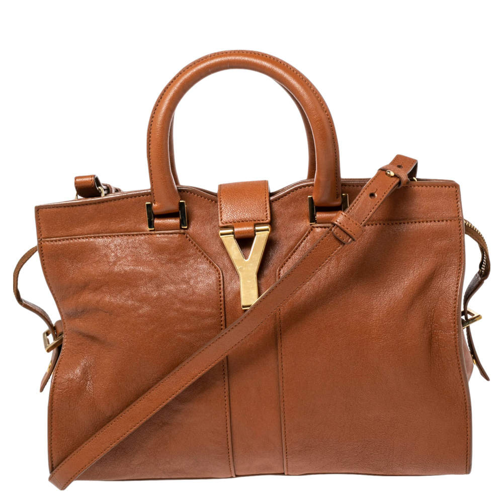 Pre Owned Saint Laurent Brown Leather Small Cabas Chyc Tote