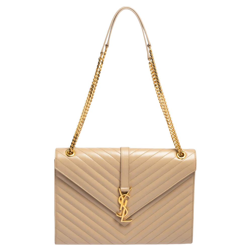 مملوكة مسبقًا حقيبة كتف سان لوران إنفيلوب مونوغرامي جلد ماتيلاس بيج  