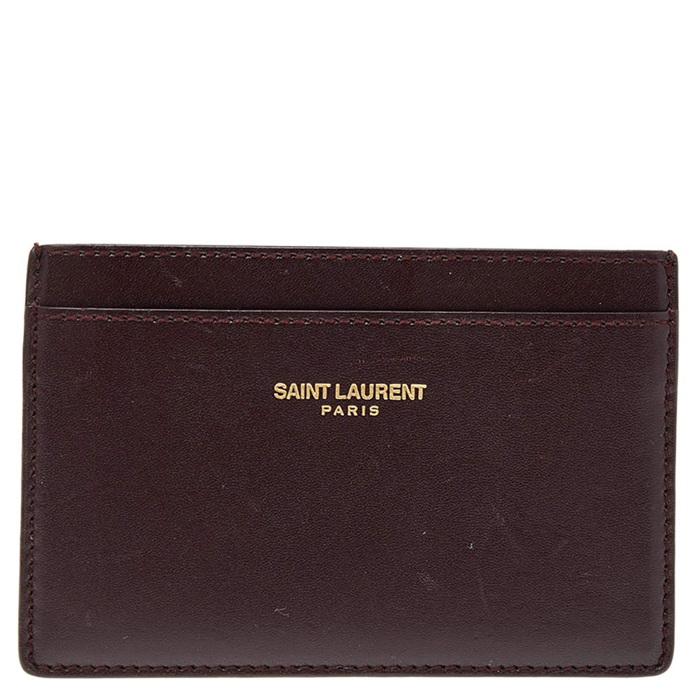 Saint Laurent Burgundy Leather Classic Card Holder