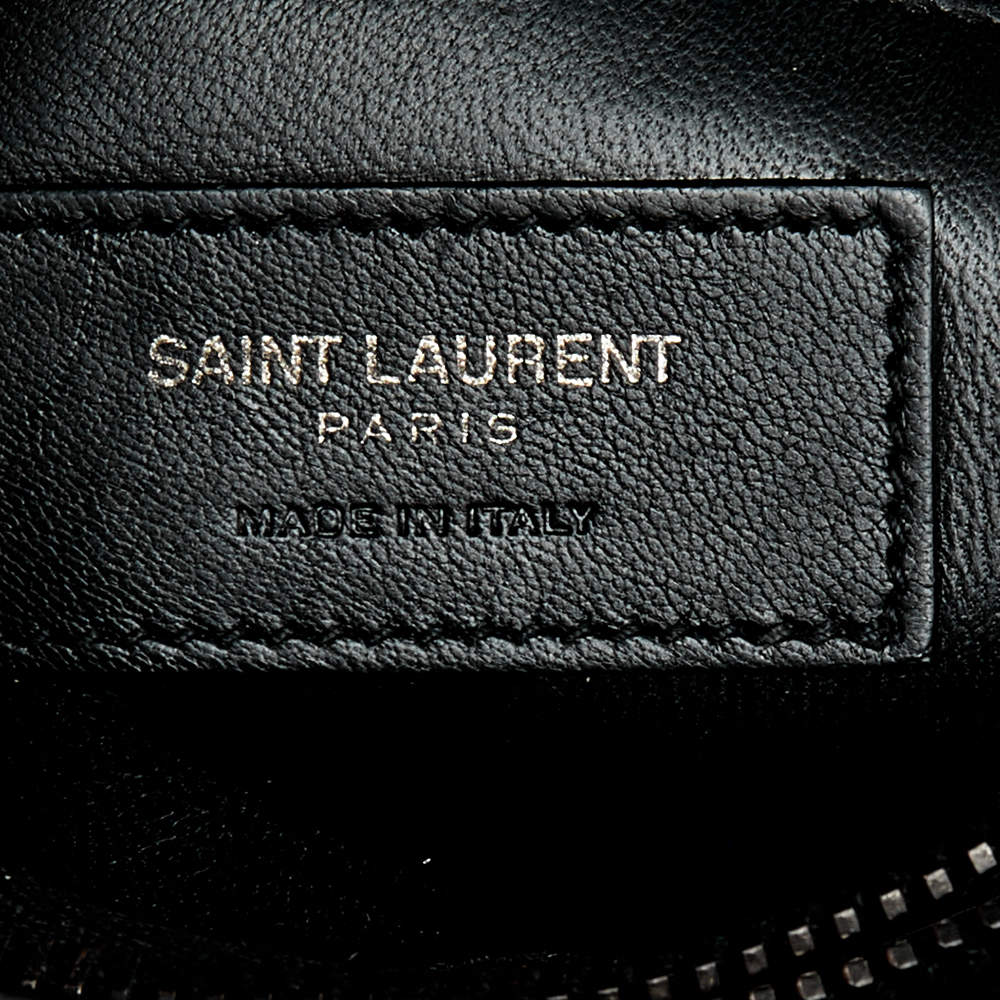 Pre Owned Saint Laurent Black Matelassé Leather Medium College Top Handle Bag
