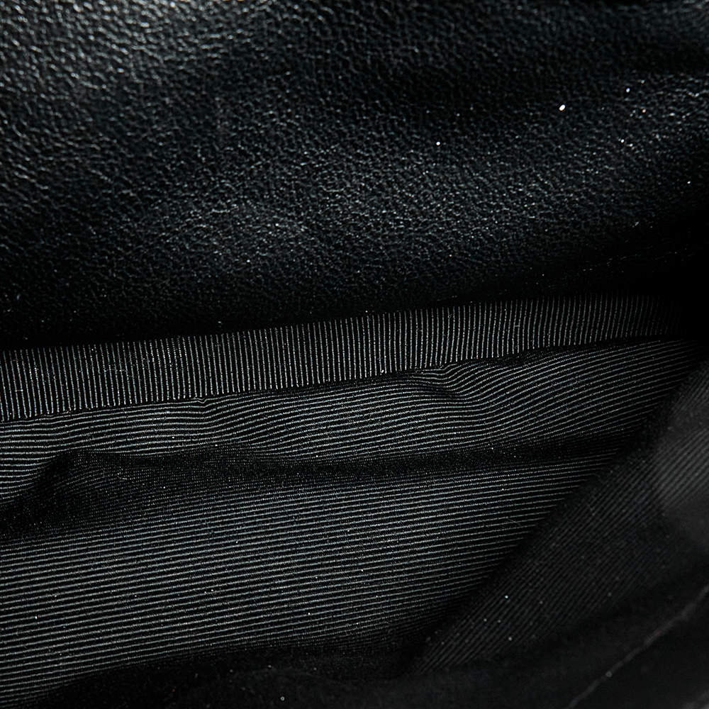 Pre Owned Saint Laurent Black Matelassé Leather Medium College Top Handle Bag