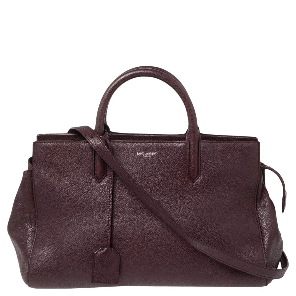 Pre Owned  حقيبة يد توتس سان لوران كاباس ريف غاوش جلد عنابي متوسطة