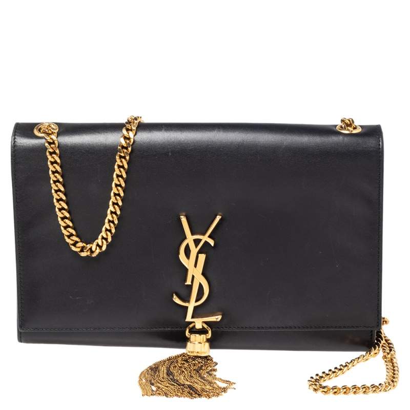 Saint Laurent Black Leather Medium Kate Tassel Shoulder Bag
