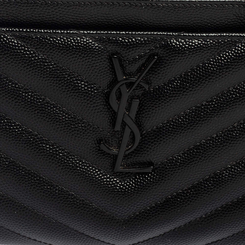 Saint Laurent Black Matelassé Quilted Leather Monogram Bill Pouch Saint  Laurent Paris