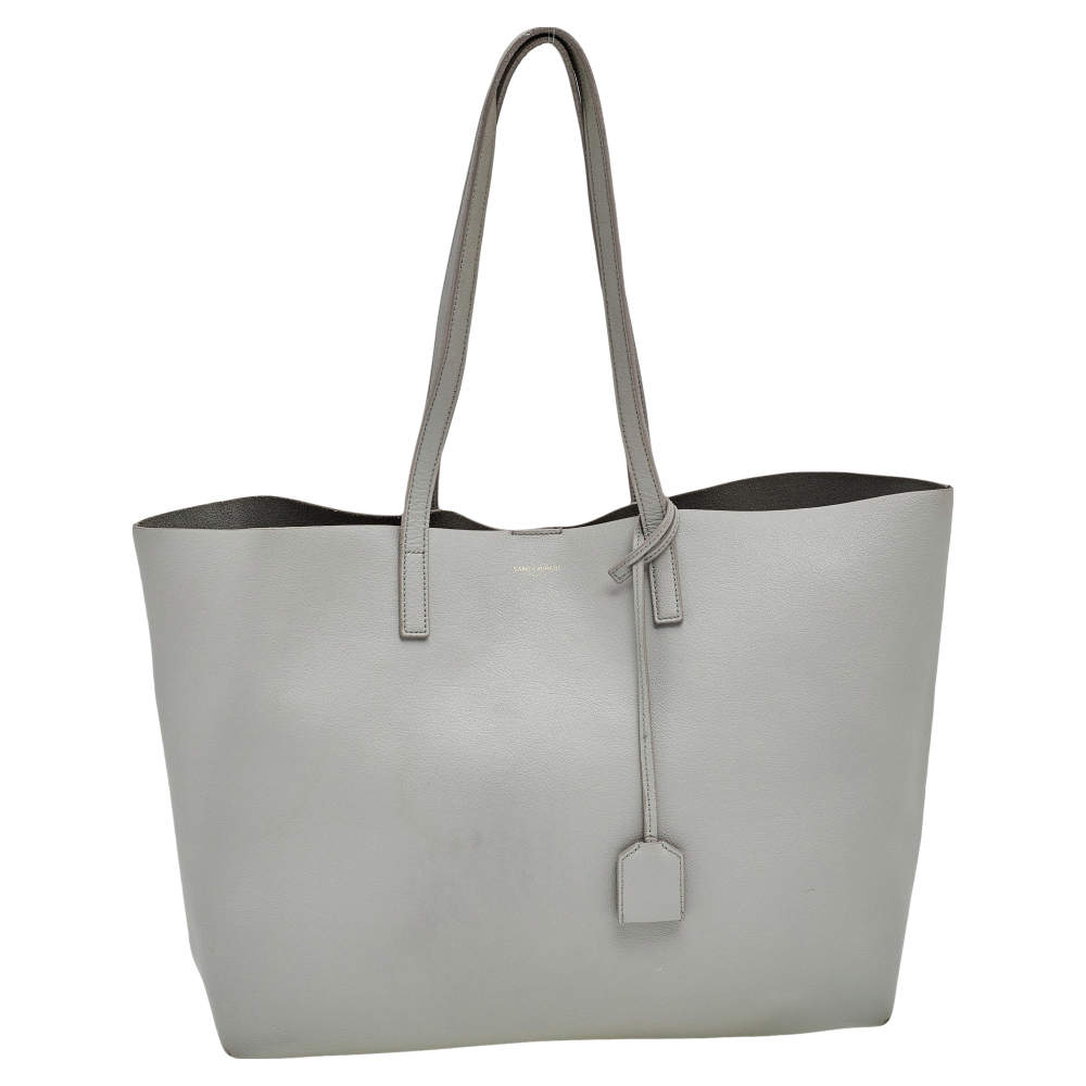 Pre Owned حقيبة يد توتس سان لوران شوبر جلد رصاصي 