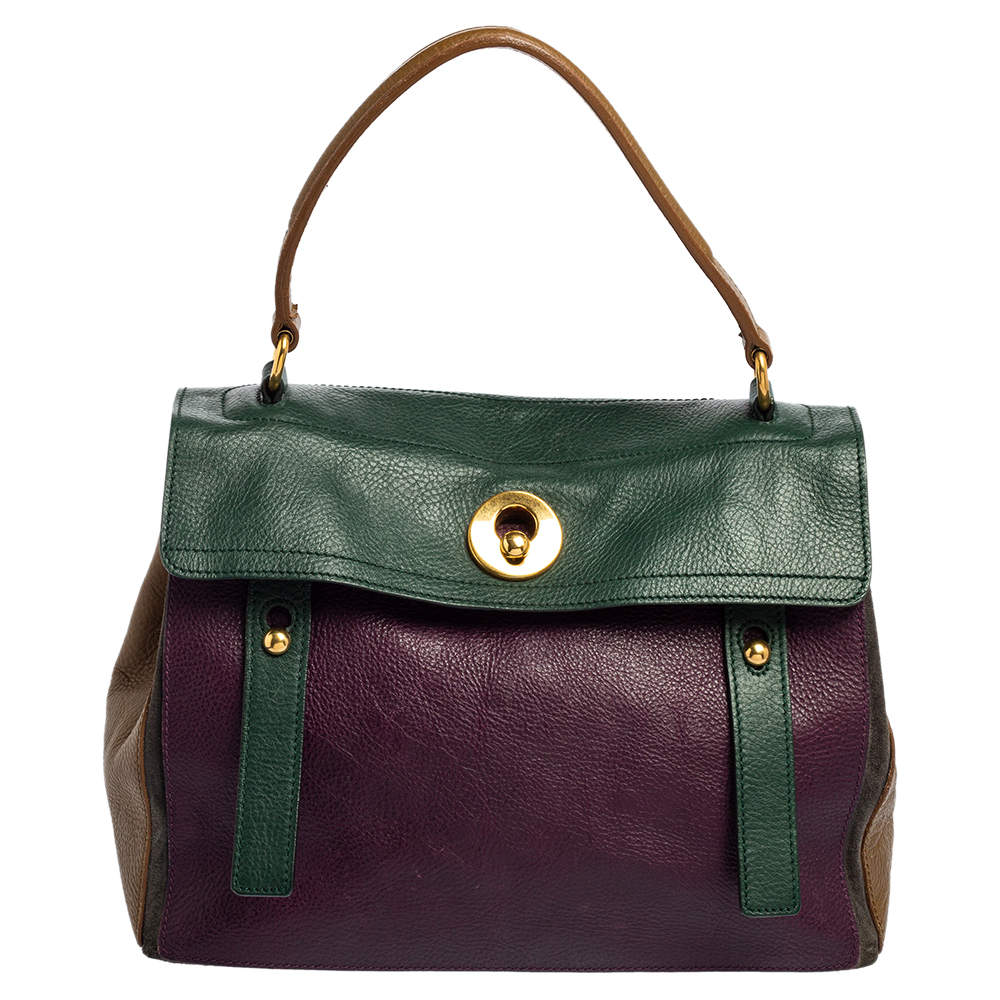 Pre Owned حقيبة ساتشل سان لوران موس تو سويدي وجلد متعدد الألوان متوسطة