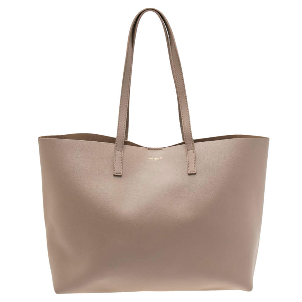 مملوكة مسبقًا Saint Laurent Beige Leather Shopper Tote