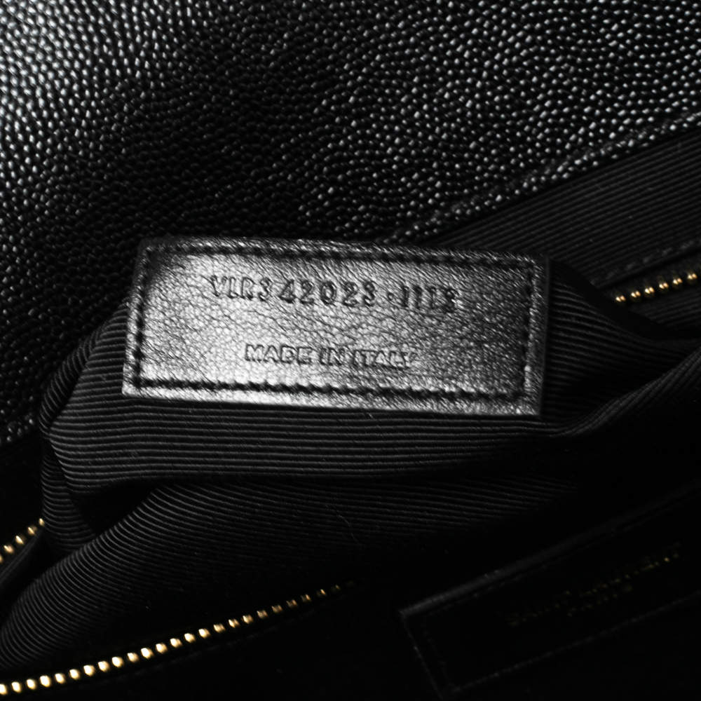 Pre Owned Saint Laurent Black Matelassé Leather Monogram Envelope Shoulder Bag