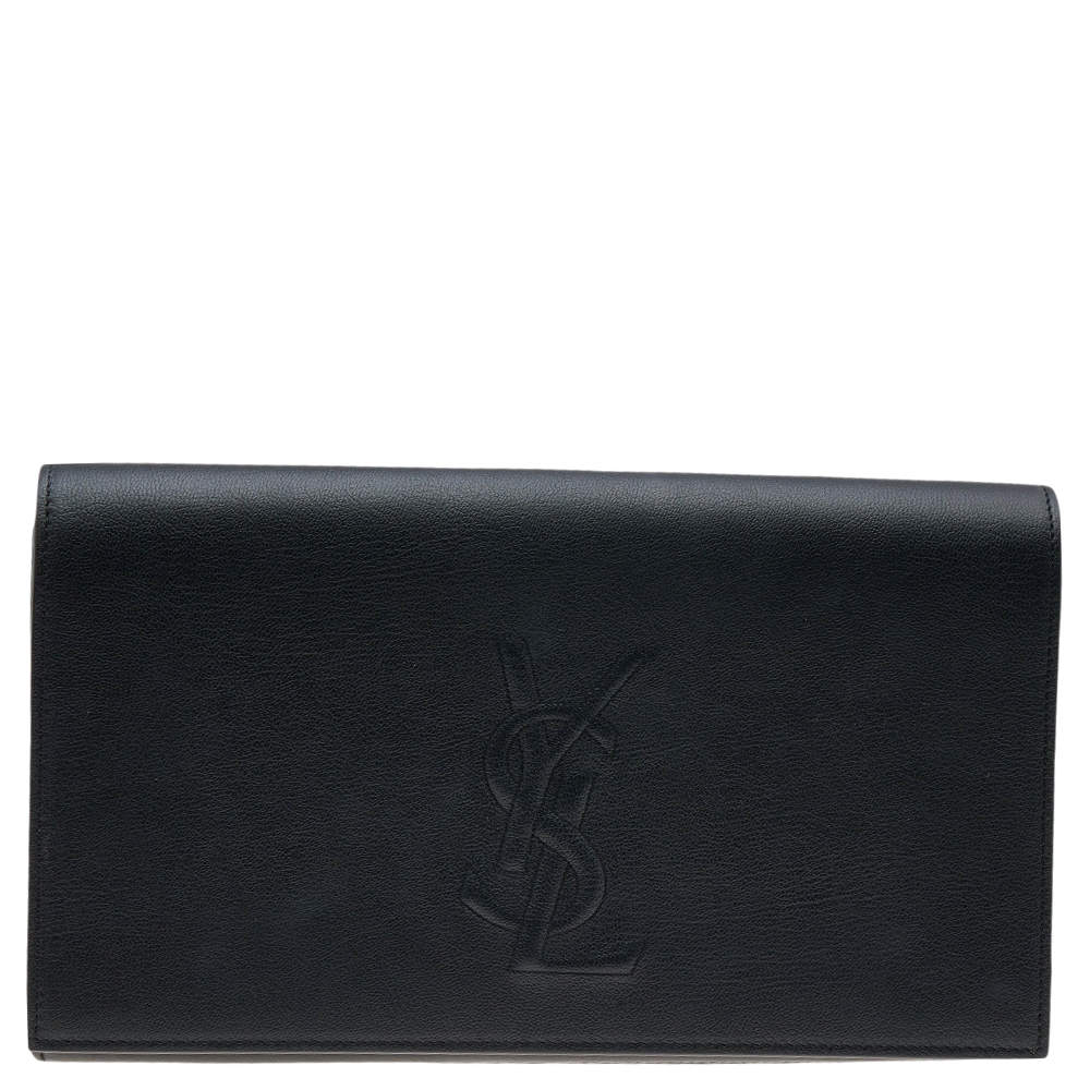 Pre Owned Yves Saint Laurent Black Leather Belle De Jour Flap Clutch