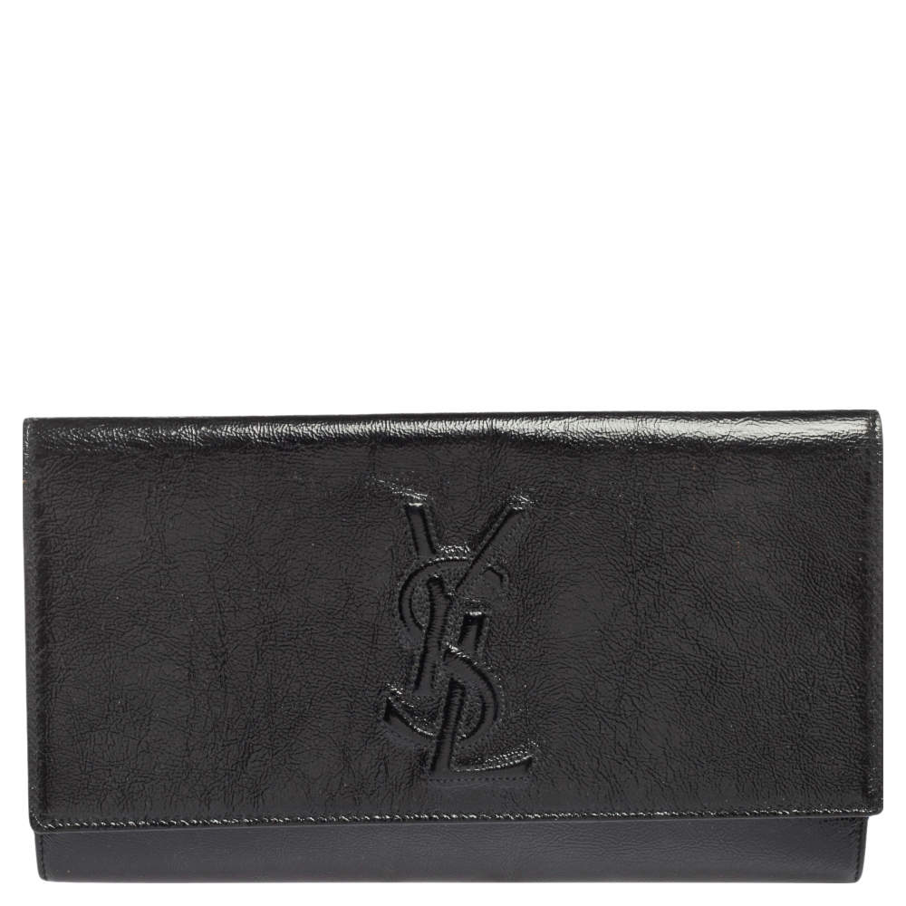 Pre Owned حقيبة كلتش أيف سان لوران بيل دو جور أسود لامع بقلاب