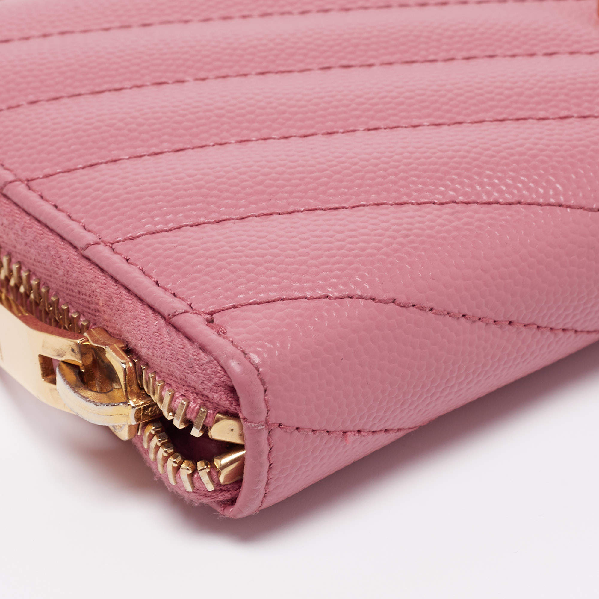 Saint Laurent Cassandre Compact Zip Around Leather Compact Wallet - Pink  Wallets, Accessories - SNT233336
