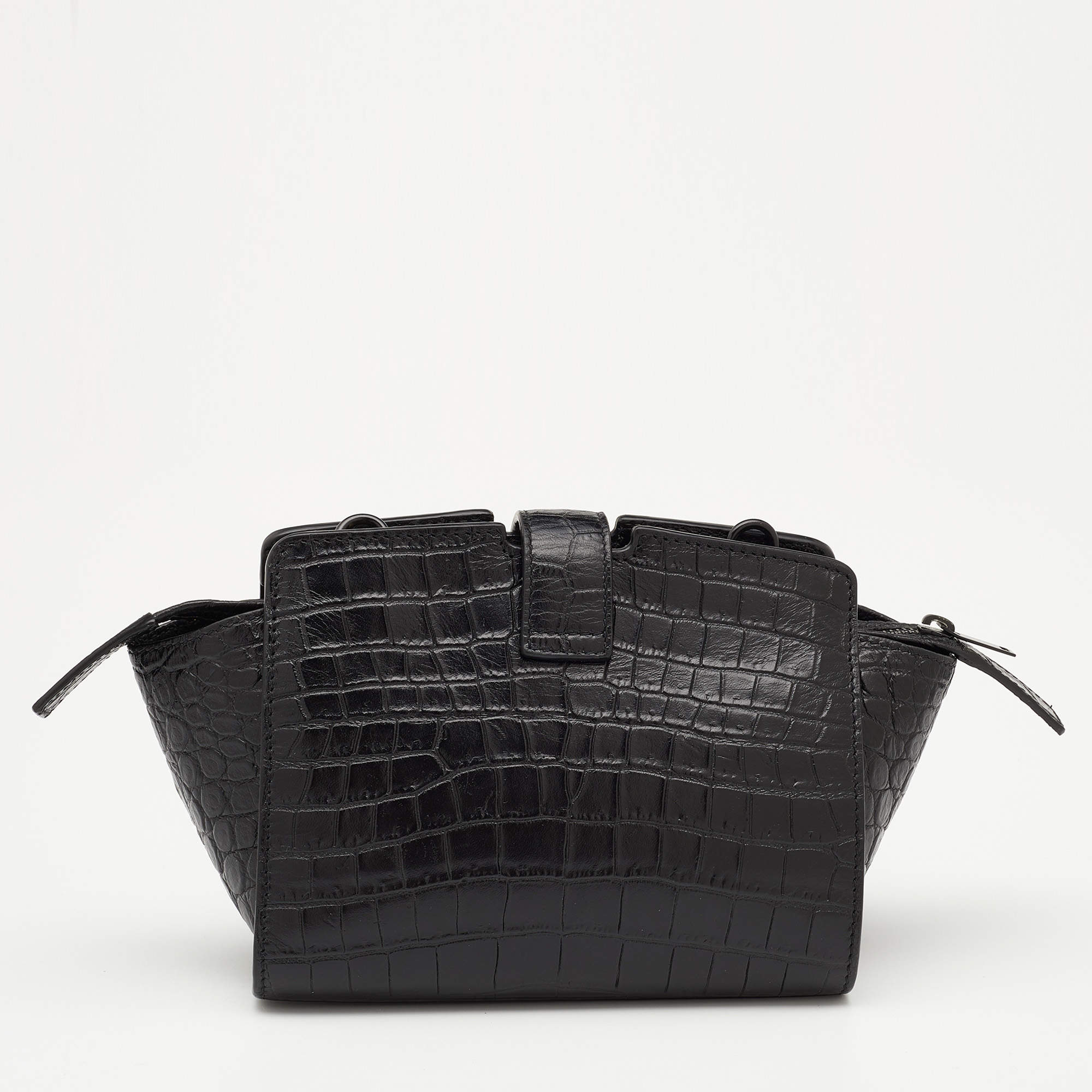 Saint Laurent Black Croc Embossed Leather Toy Cabas Crossbody Bag Saint Laurent Paris TLC