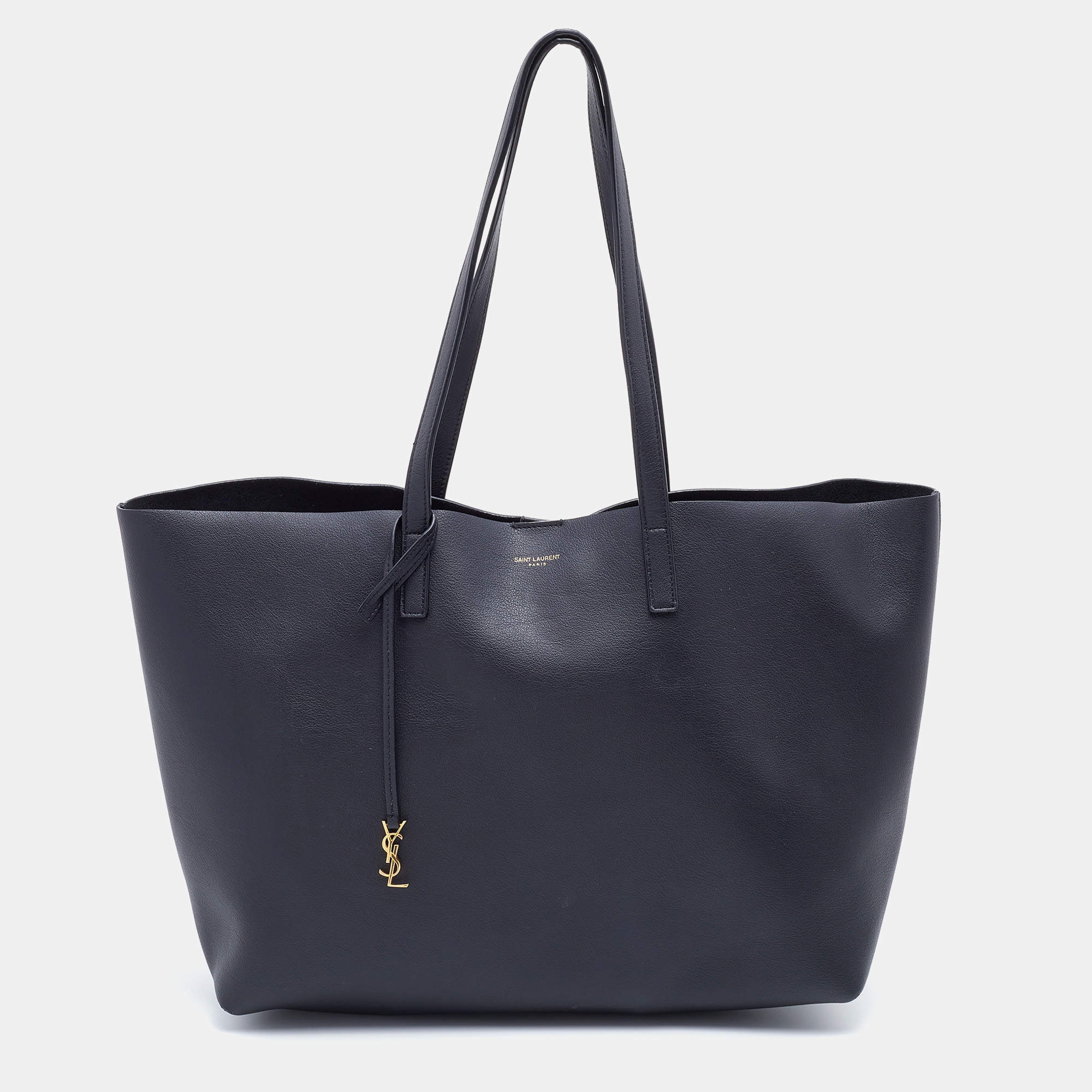 مملوكة مسبقًا حقيبة يد سان لوران إي/دبليو شوبر جلد سوداء 