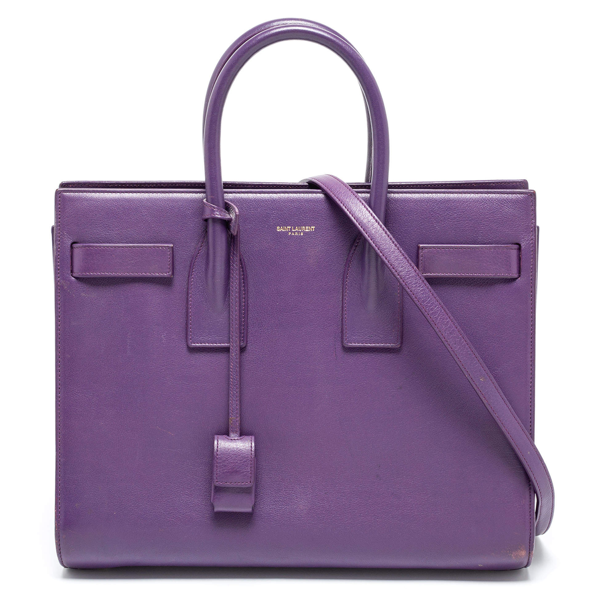 Pre Owned Saint Laurent Purple Leather Small Classic Sac De Jour Tote