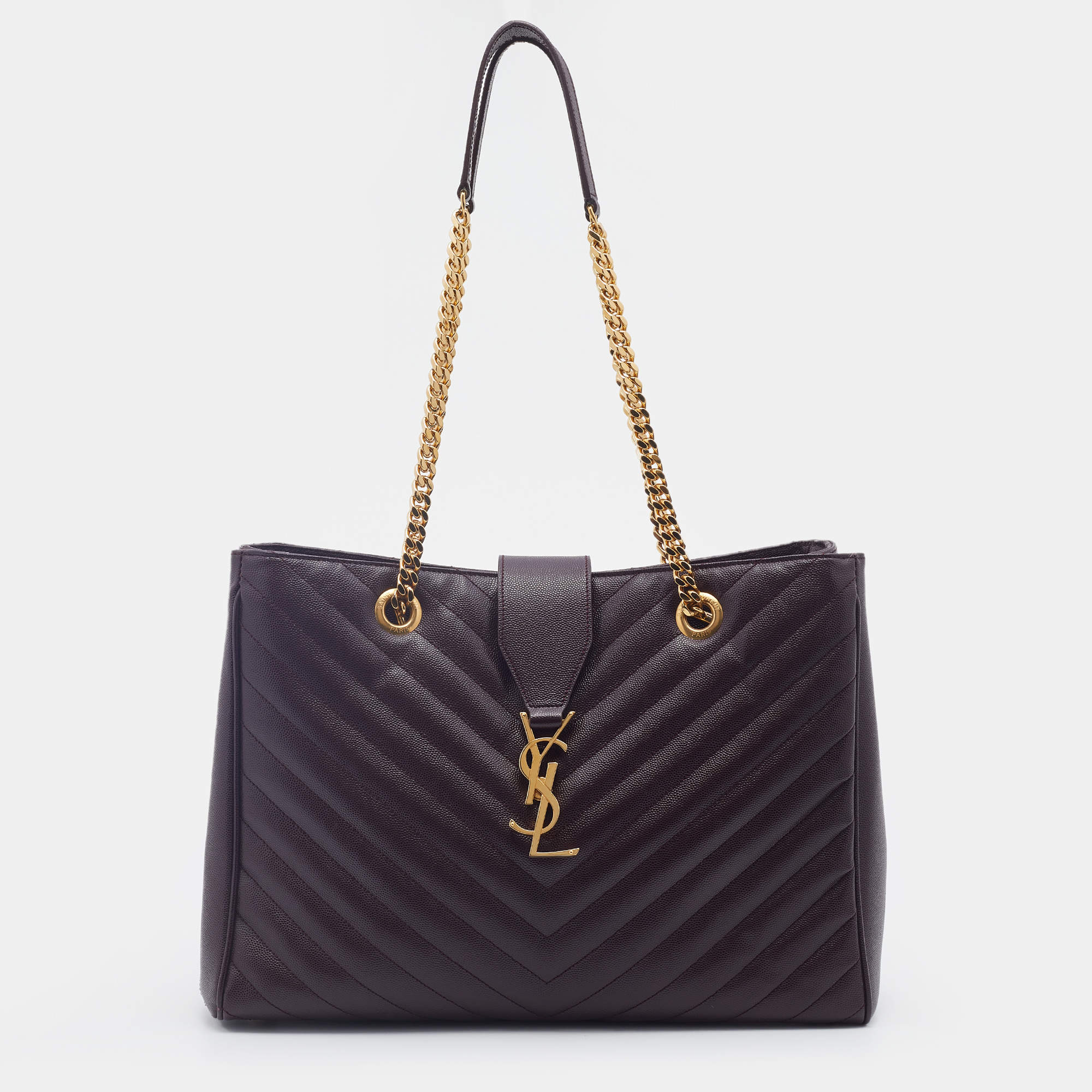 Pre Owned Saint Laurent Burgundy Matelasse Leather Cassandre Flap Bag