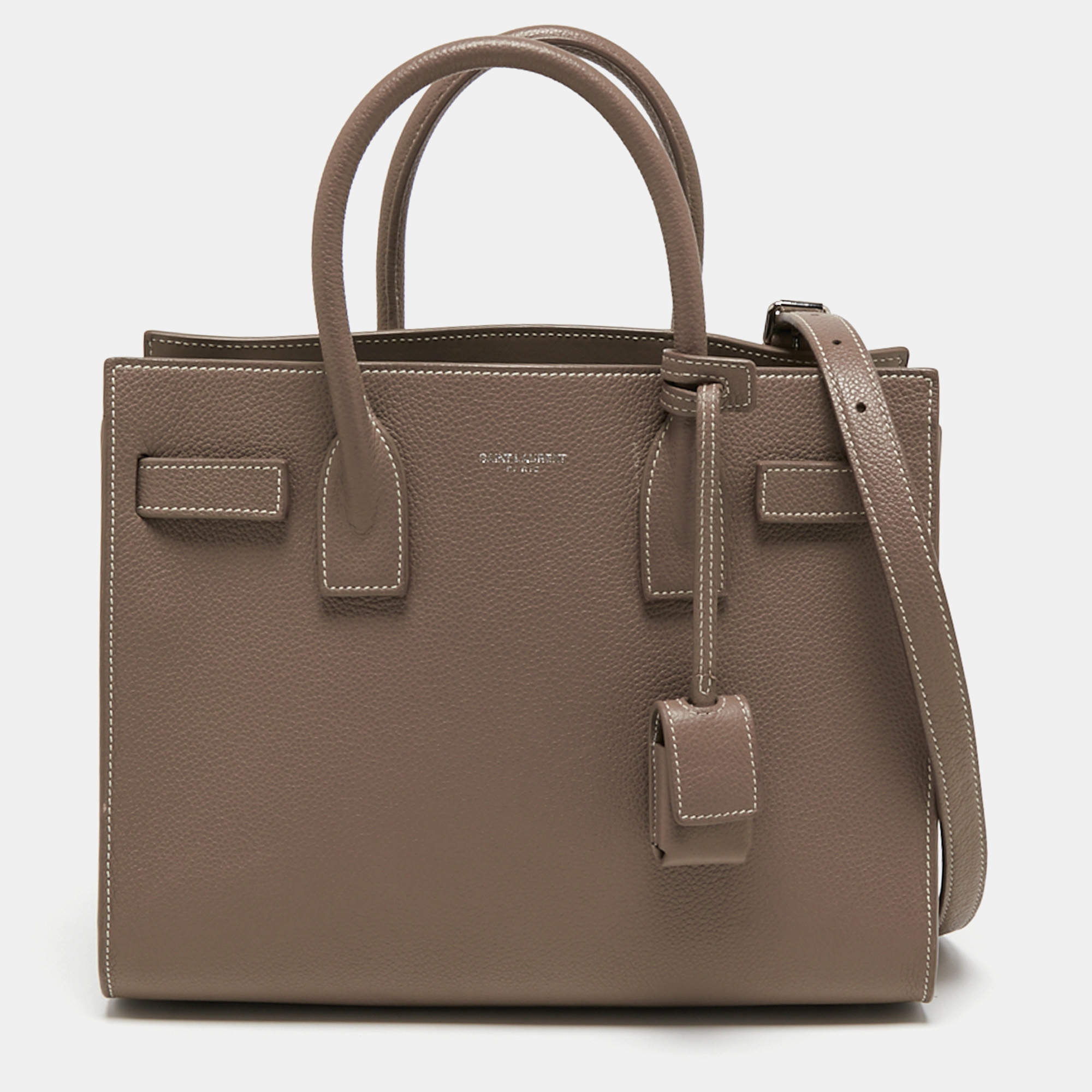 Pre Owned Saint Laurent Beige Leather Sac De Jour Satchel