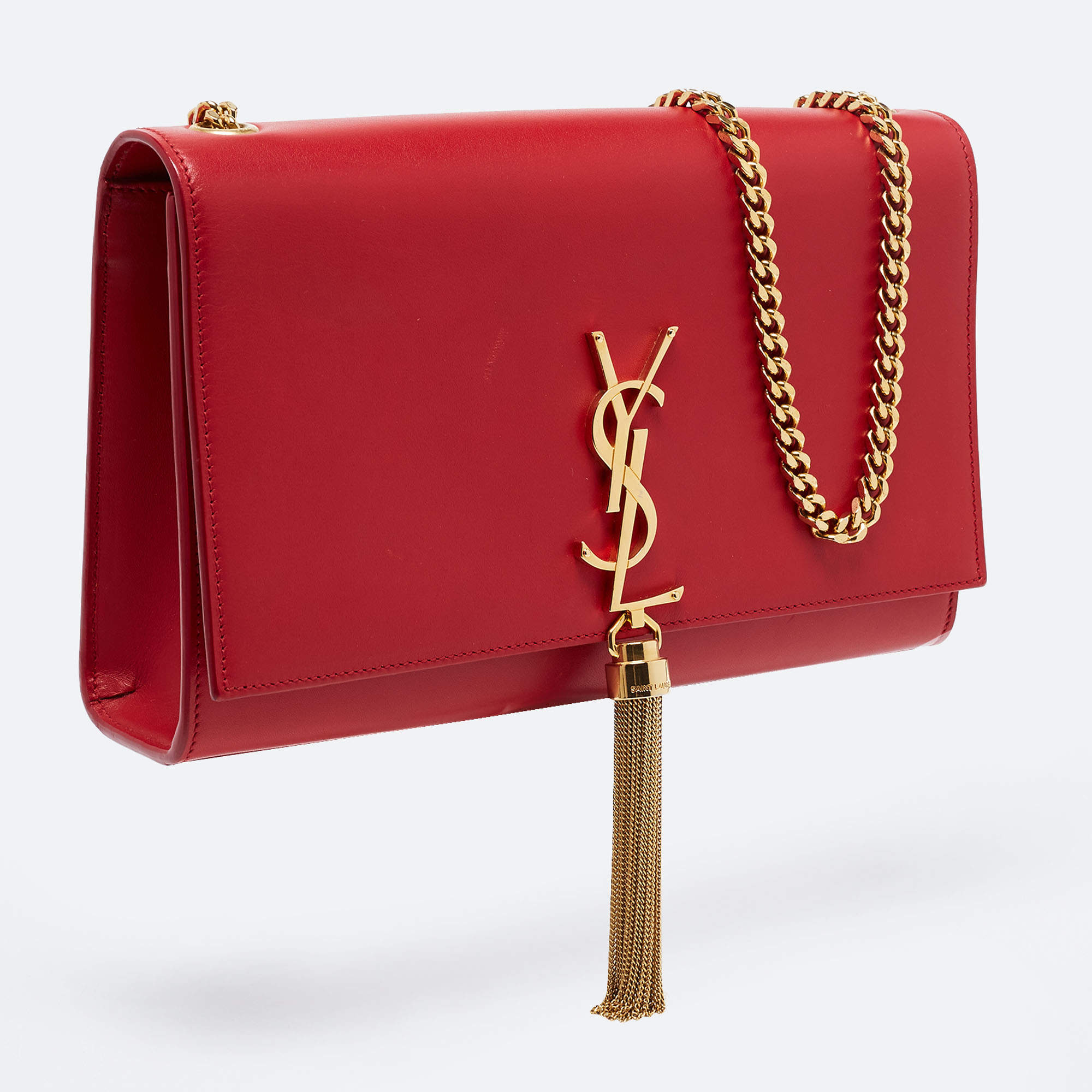 Saint Laurent Medium Kate Leather Shoulder Bag in Red