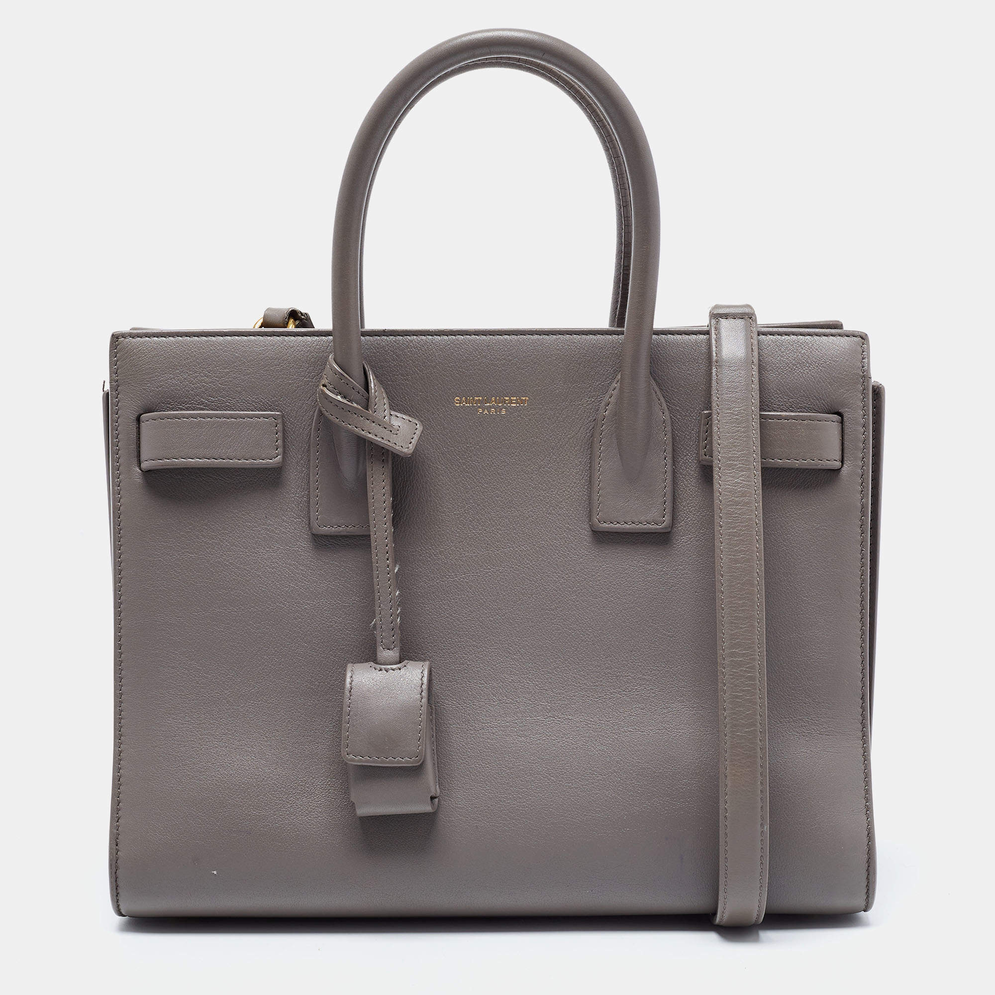 Saint Laurent Grey Leather Baby Classic Sac De Jour Tote