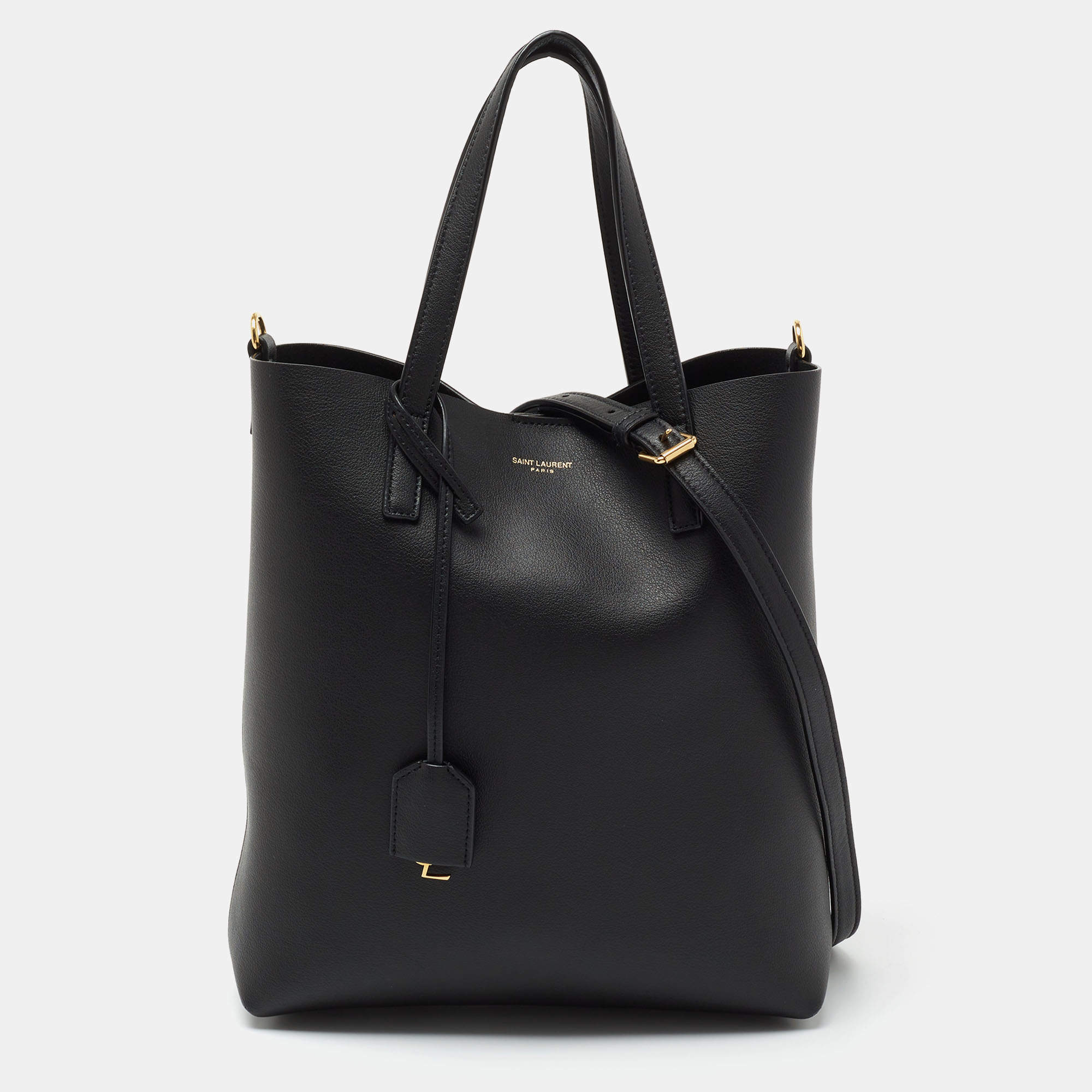 Pre Owned Saint Laurent Black Leather Toy Shopper Tote