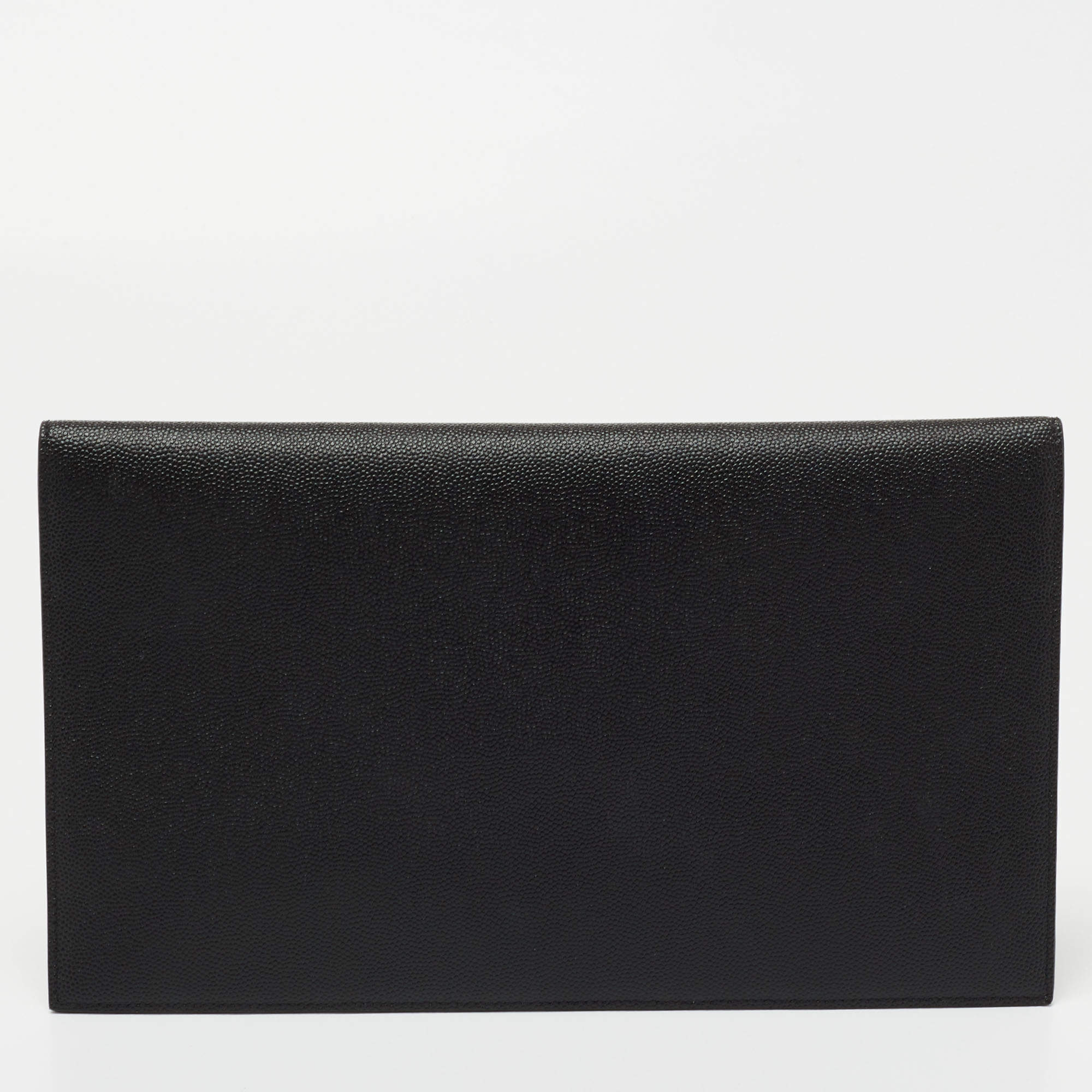 مملوكة مسبقًا Saint Laurent Black Grained Leather Medium Uptown Clutch