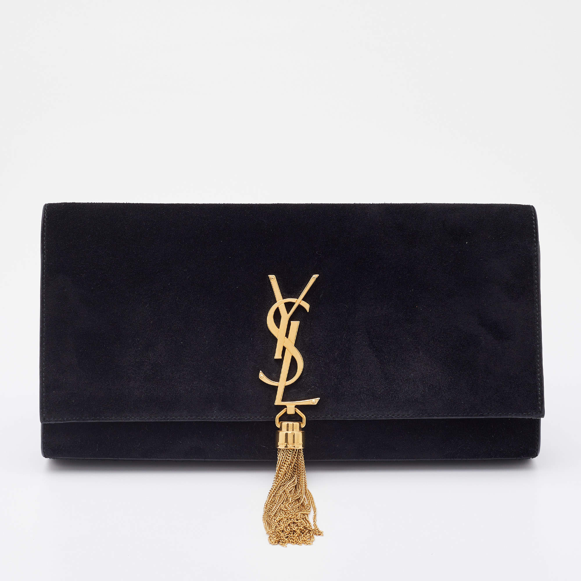 Saint Laurent Black Suede Kate Tassel Clutch