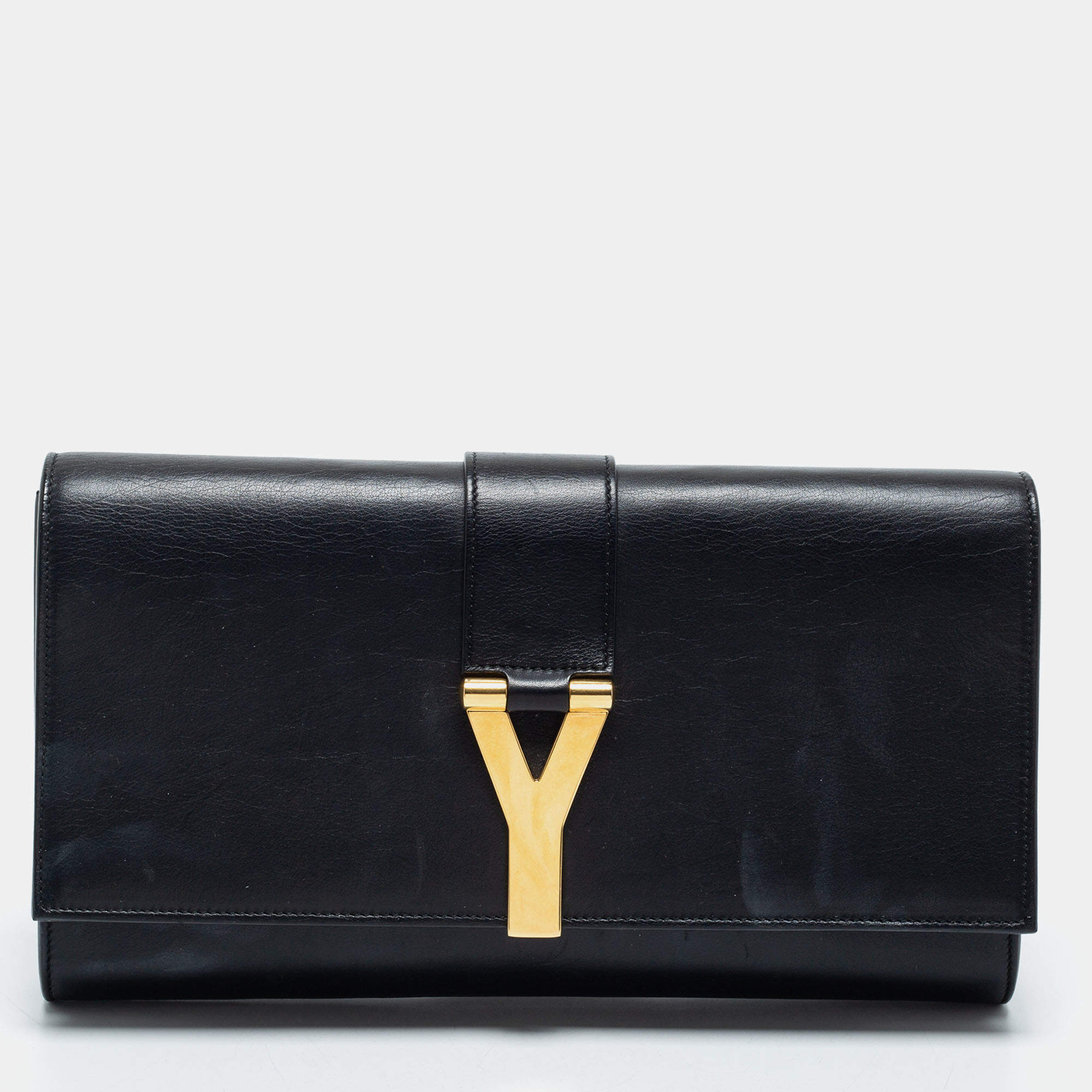 مملوكة مسبقًا Saint Laurent  Black Leather Ligne Y Clutch