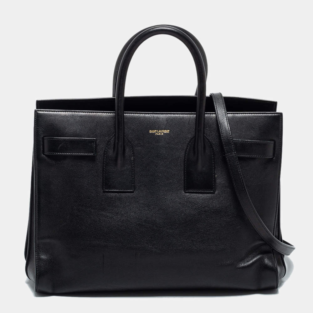Pre Owned Saint Laurent Black Leather Small Classic Sac De Jour Tote