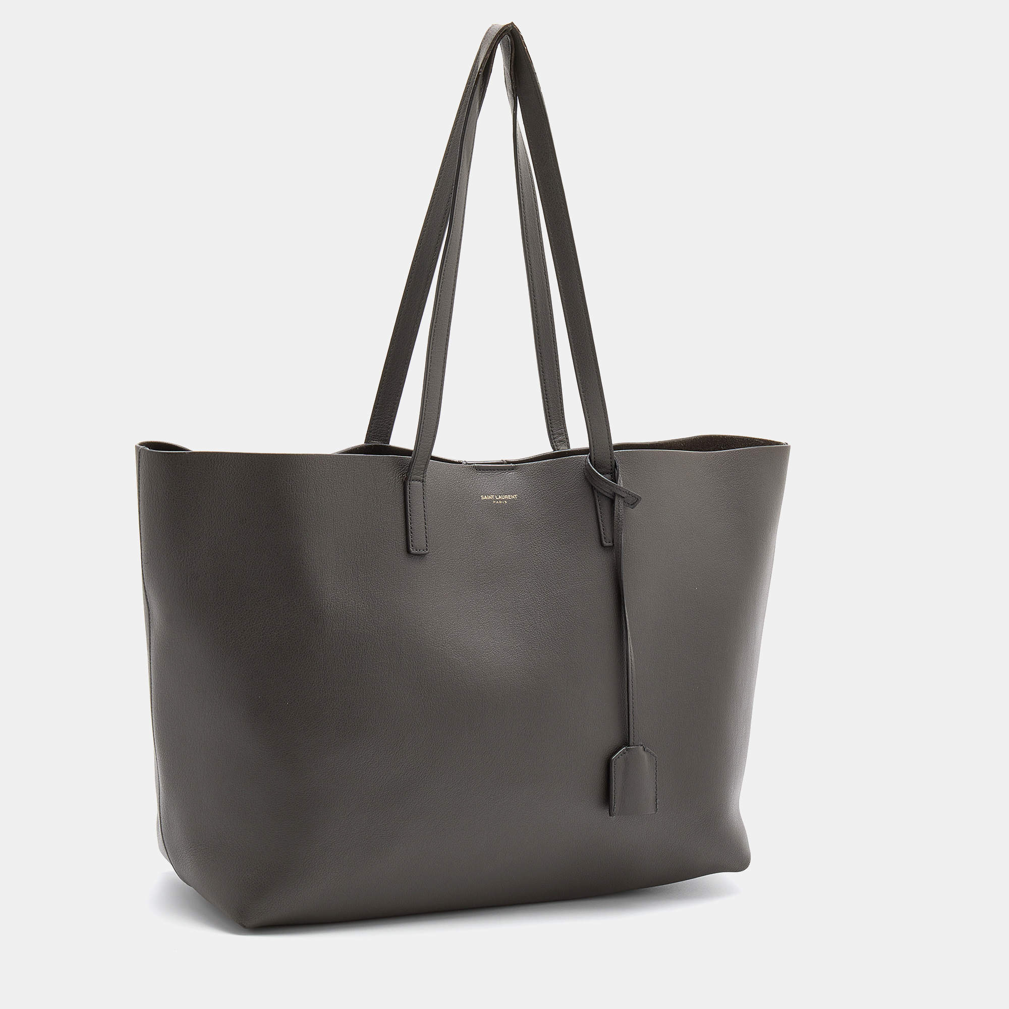 Saint Laurent Dark Grey Leather E/W Shopper Tote Saint Laurent