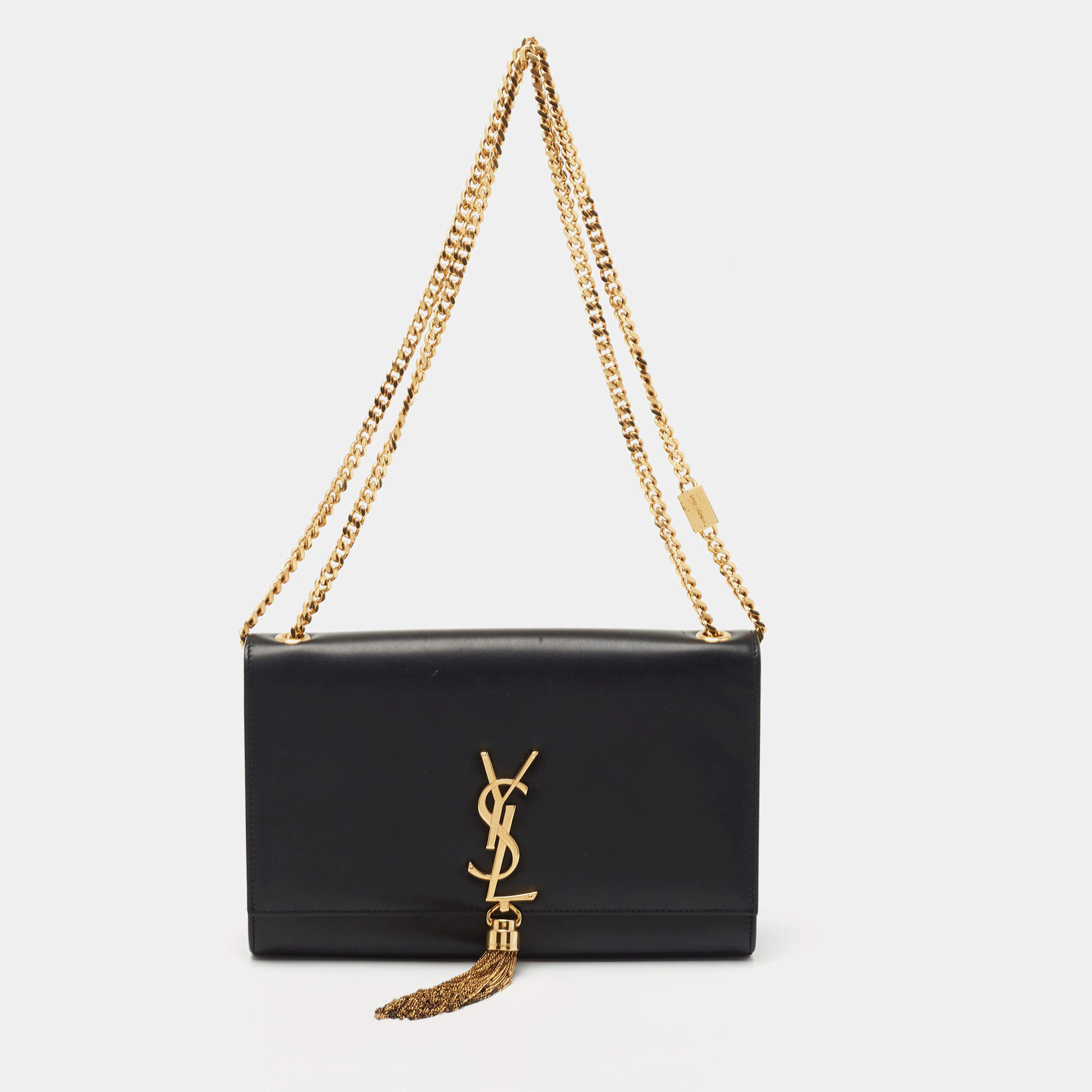 Pre Owned Saint Laurent Black Leather Kate Tassel Shoulder Bag