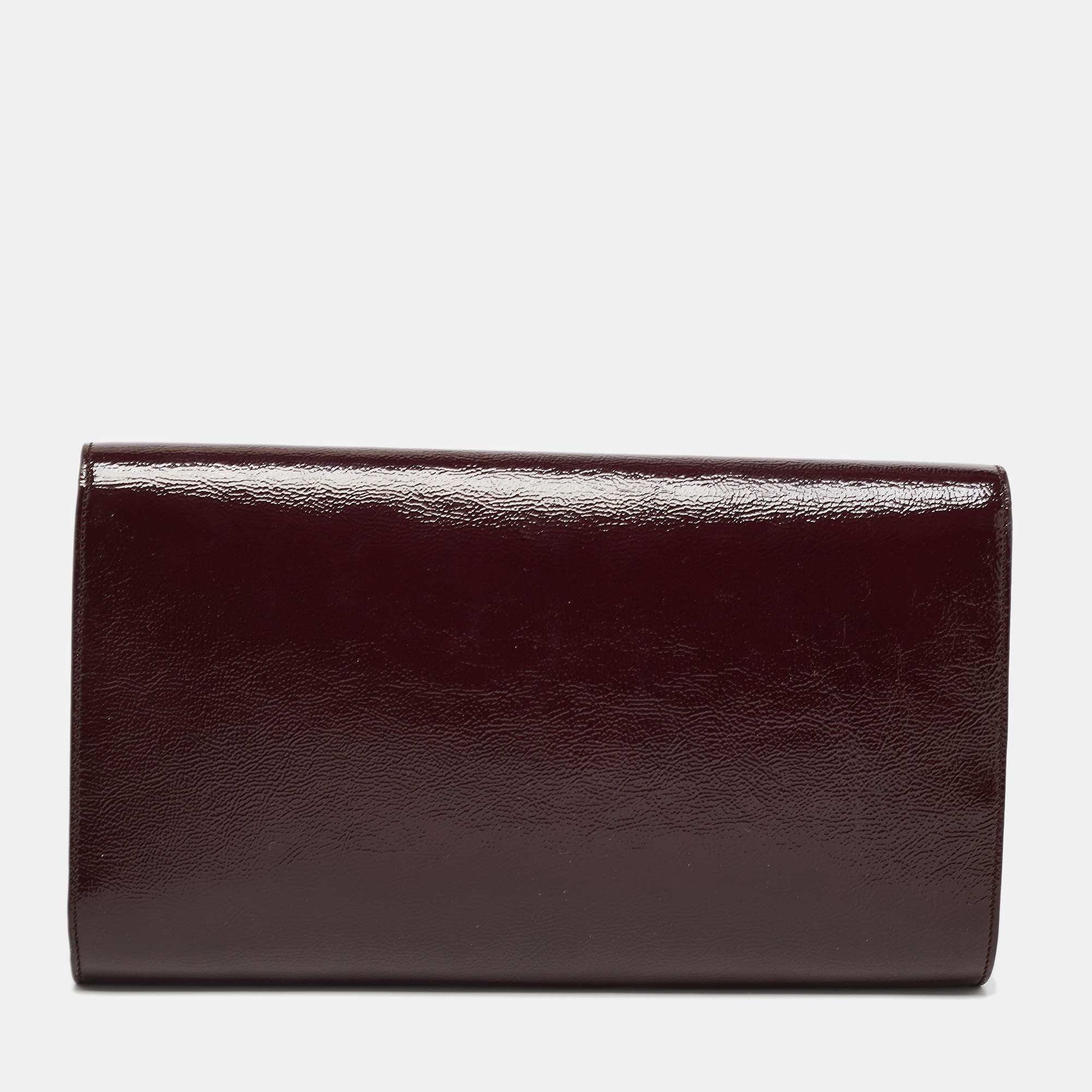 YVES SAINT LAURENT Envelope Glitter Patent Leather Wallet Red