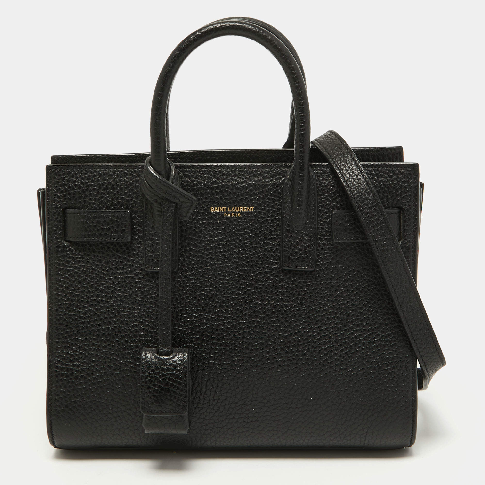 Saint Laurent Black Leather Nano Classic Sac De Jour Tote