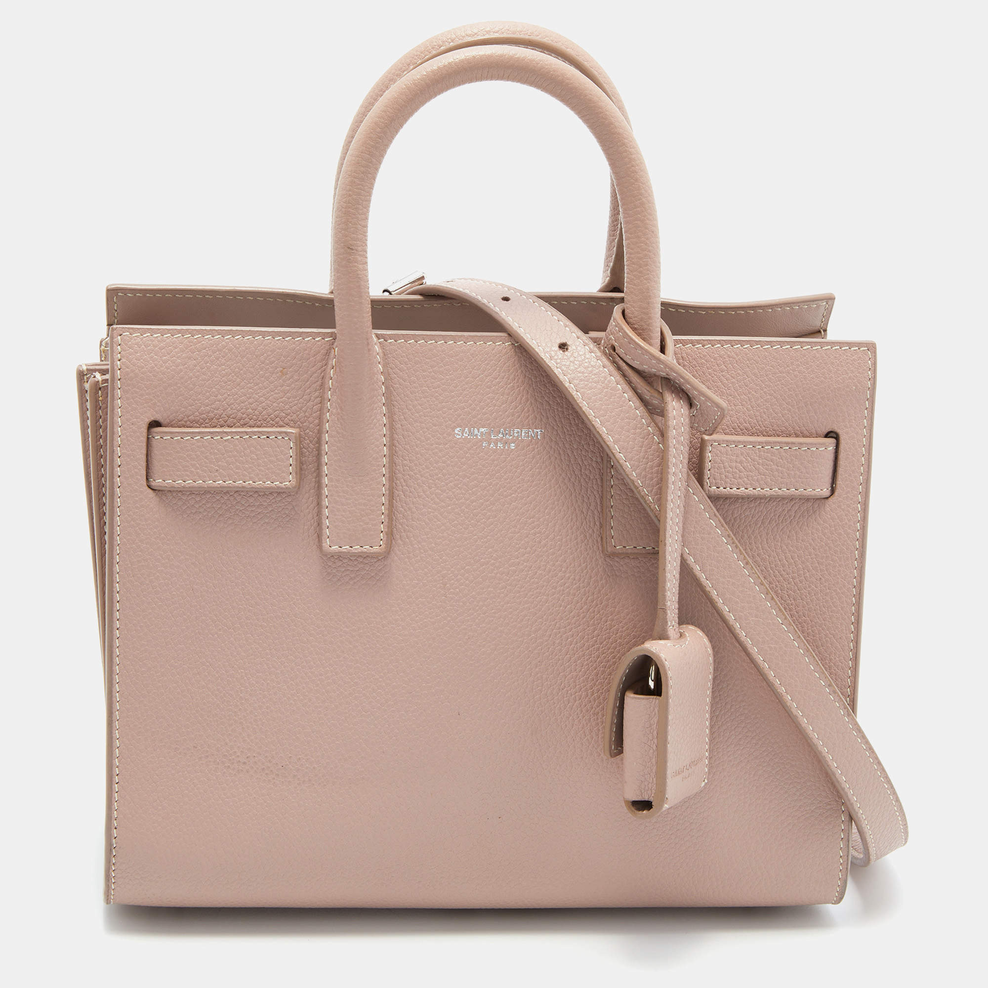 Saint Laurent Pink Leather Nano Classic Sac De Jour Tote