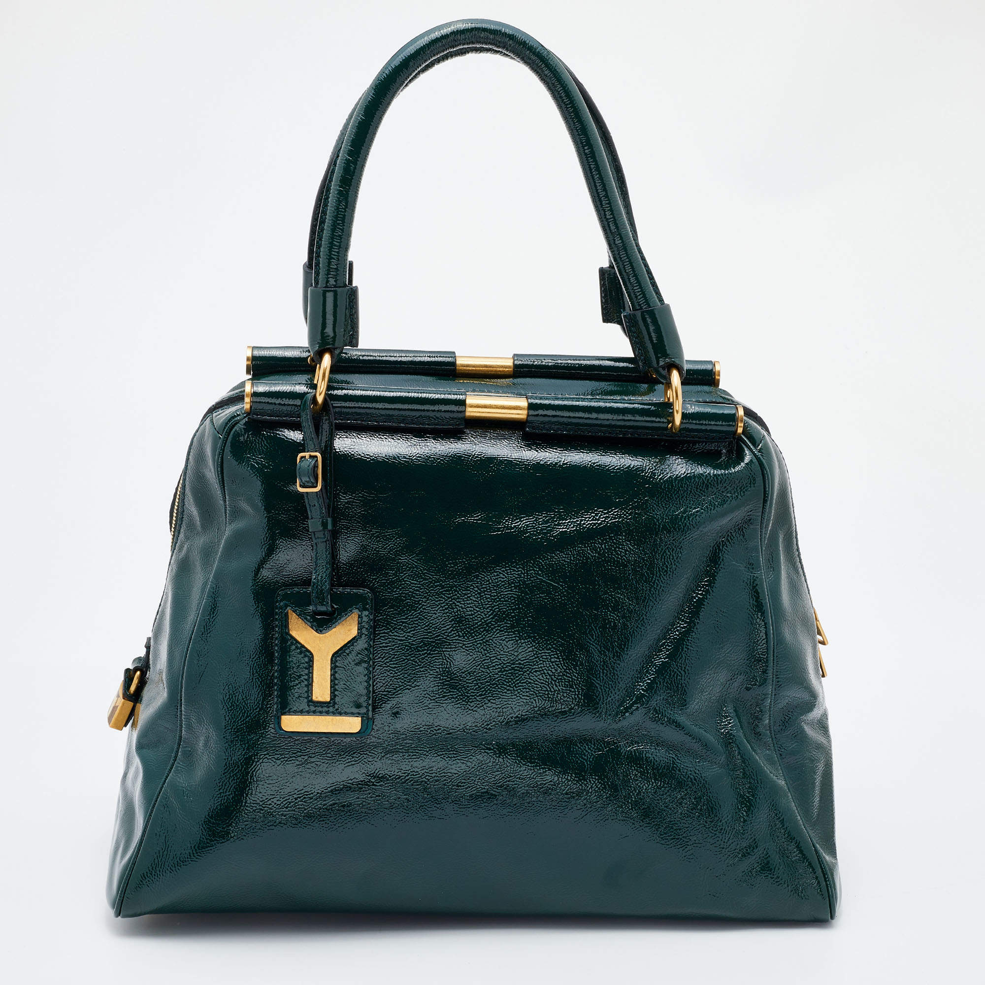 Saint Laurent Green Patent Leather Medium Majorelle Satchel