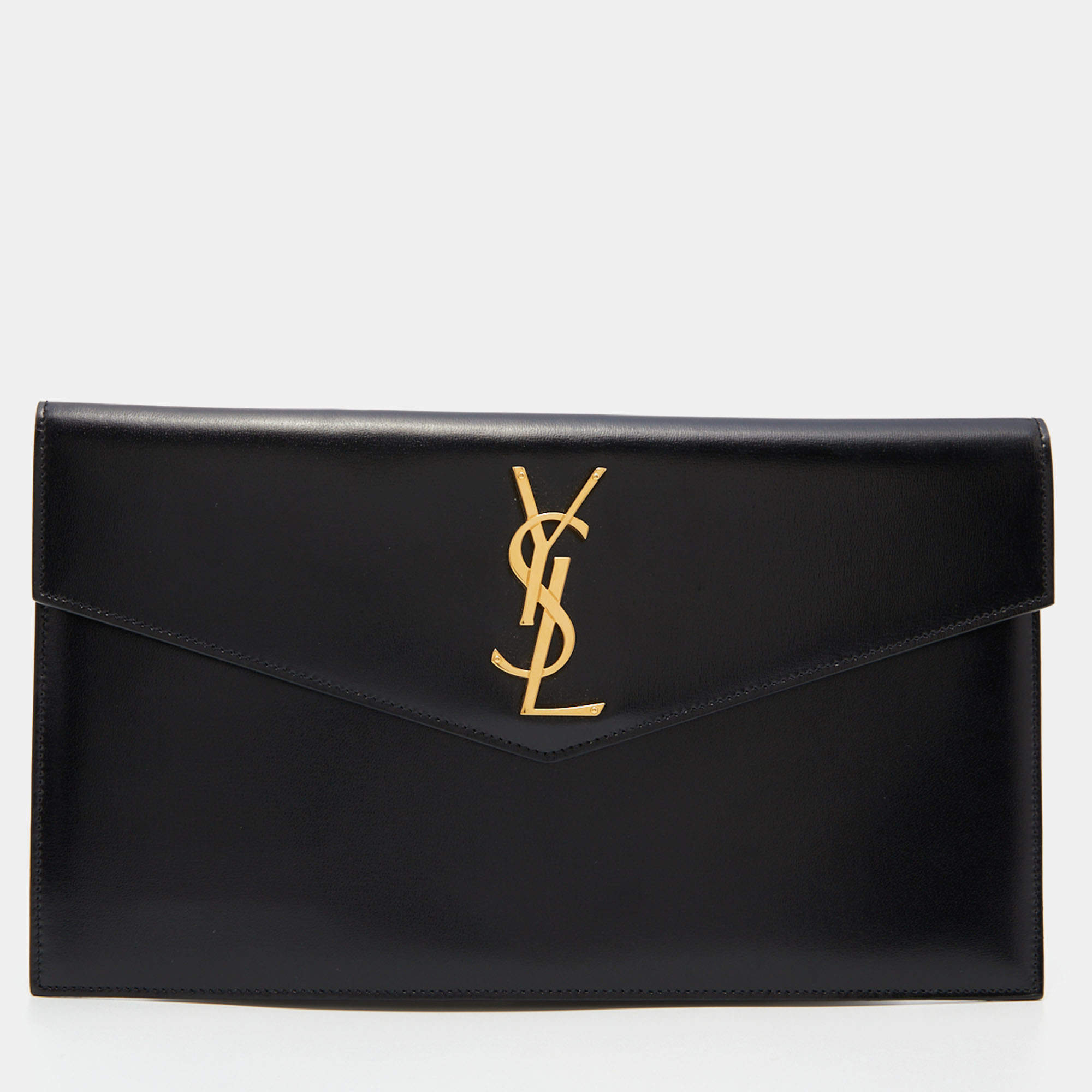 Saint Laurent Black Leather Medium Uptown Clutch