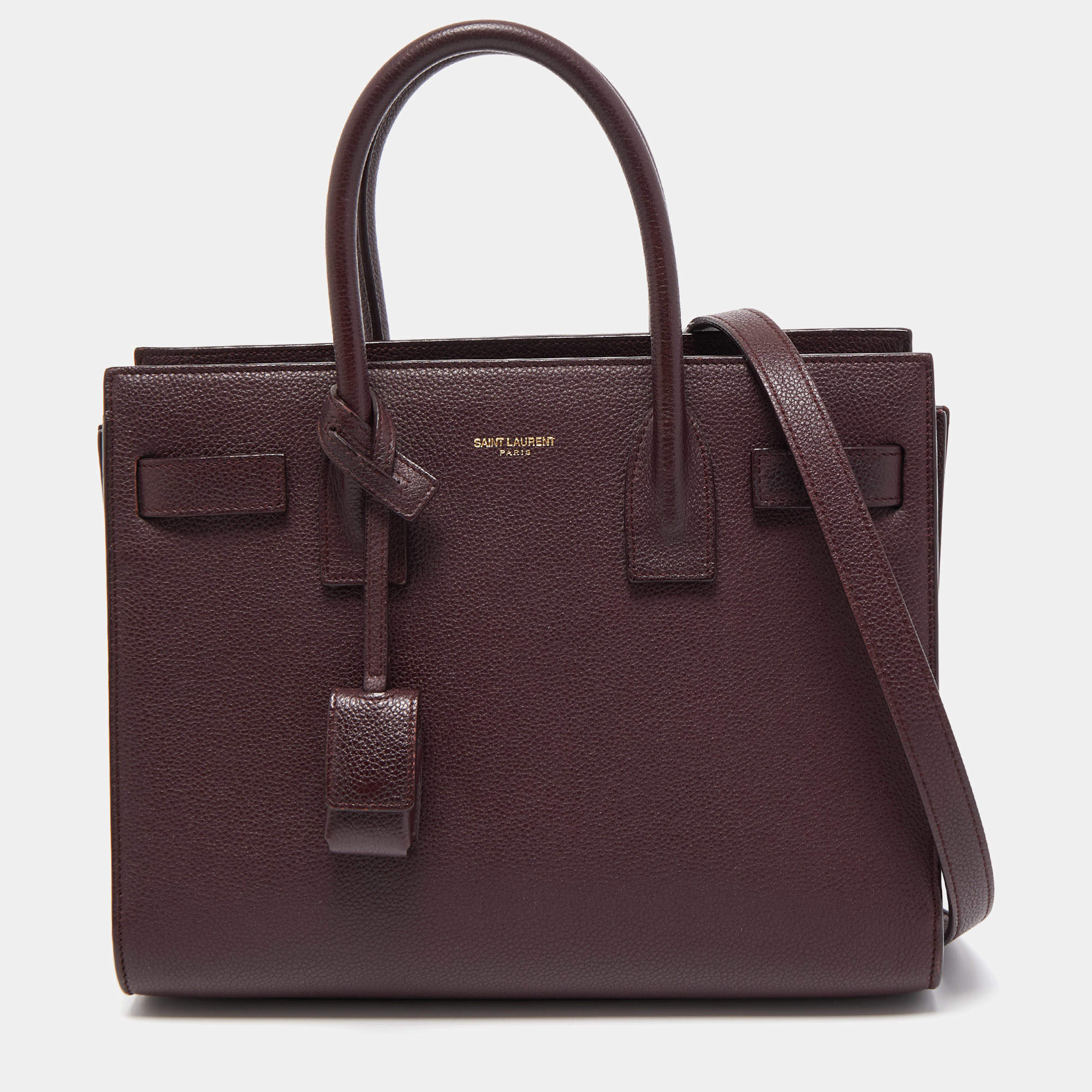 Pre Owned Saint Laurent Burgundy Leather Baby Classic Sac De Jour Tote