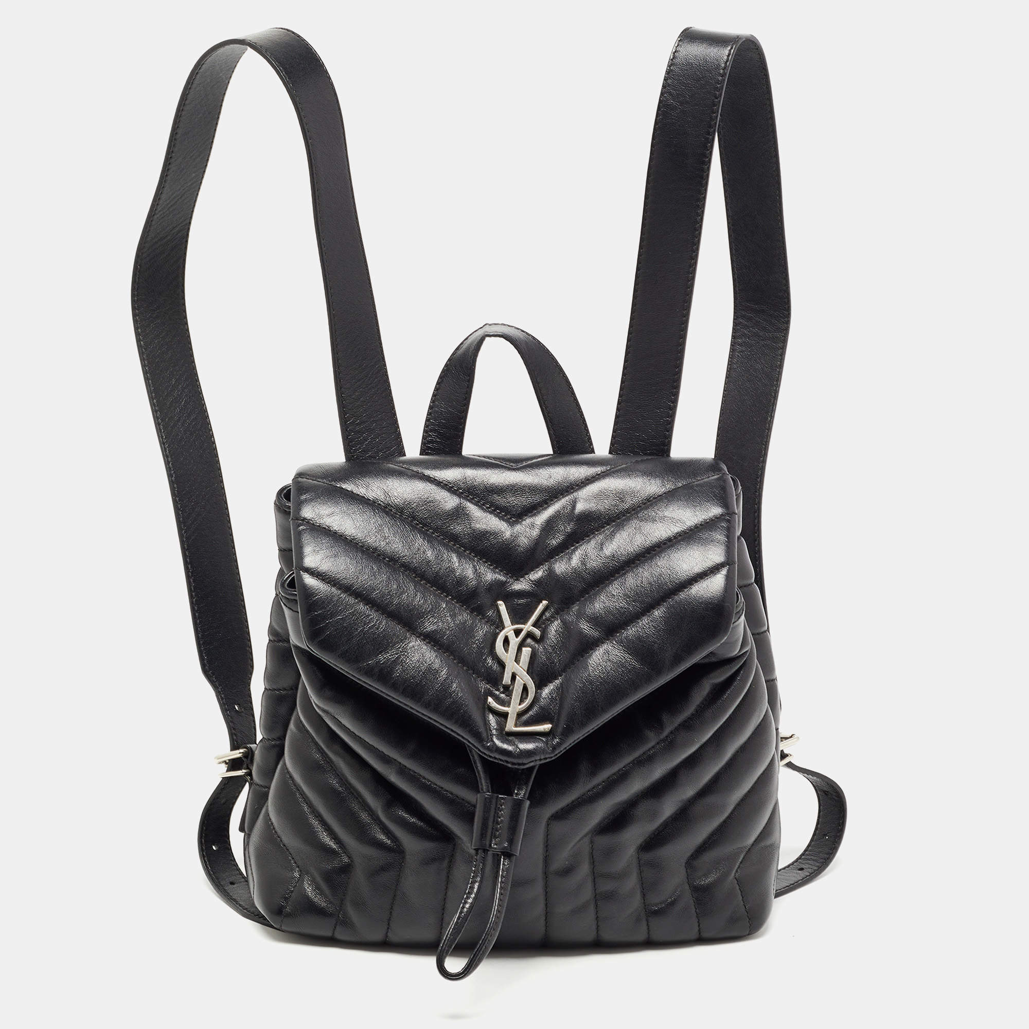 Saint Laurent Black Y Quilted Leather Loulou Backpack