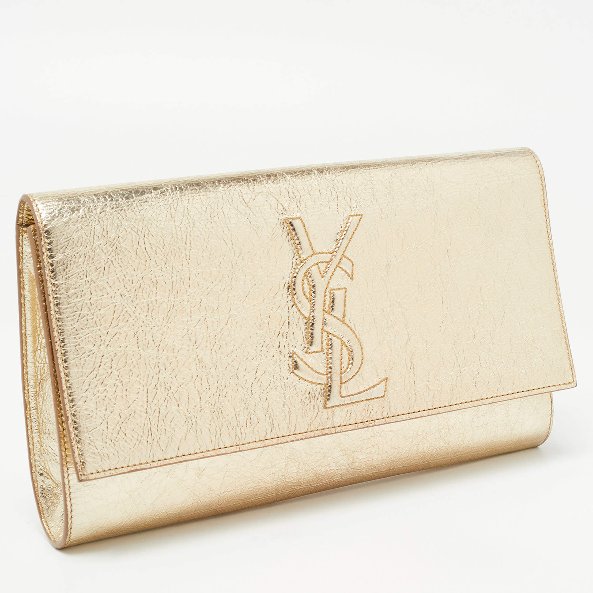 Saint Laurent YSL Belle de Jour Large Metallic Gold Leather Clutch Bag –  ZAK BAGS ©️