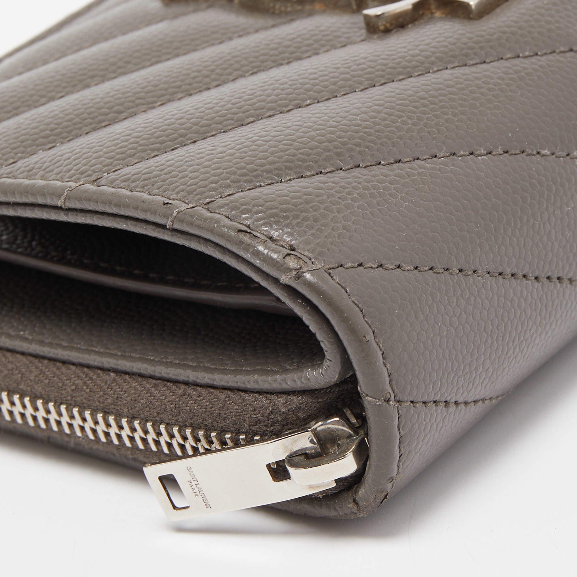 Saint Laurent Black Quilted Monogram Matelasse Leather Zip-Around Wallet 49YS37S