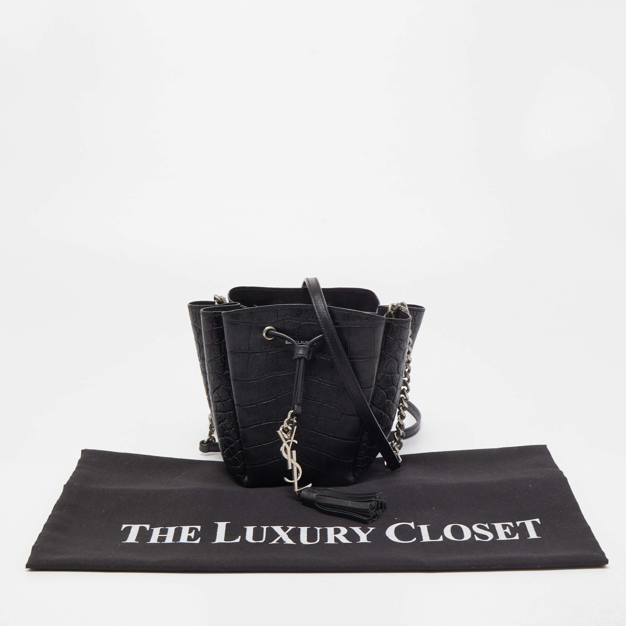 Saint Laurent Brown Croc Vintage Bucket Bag – BlackSkinny