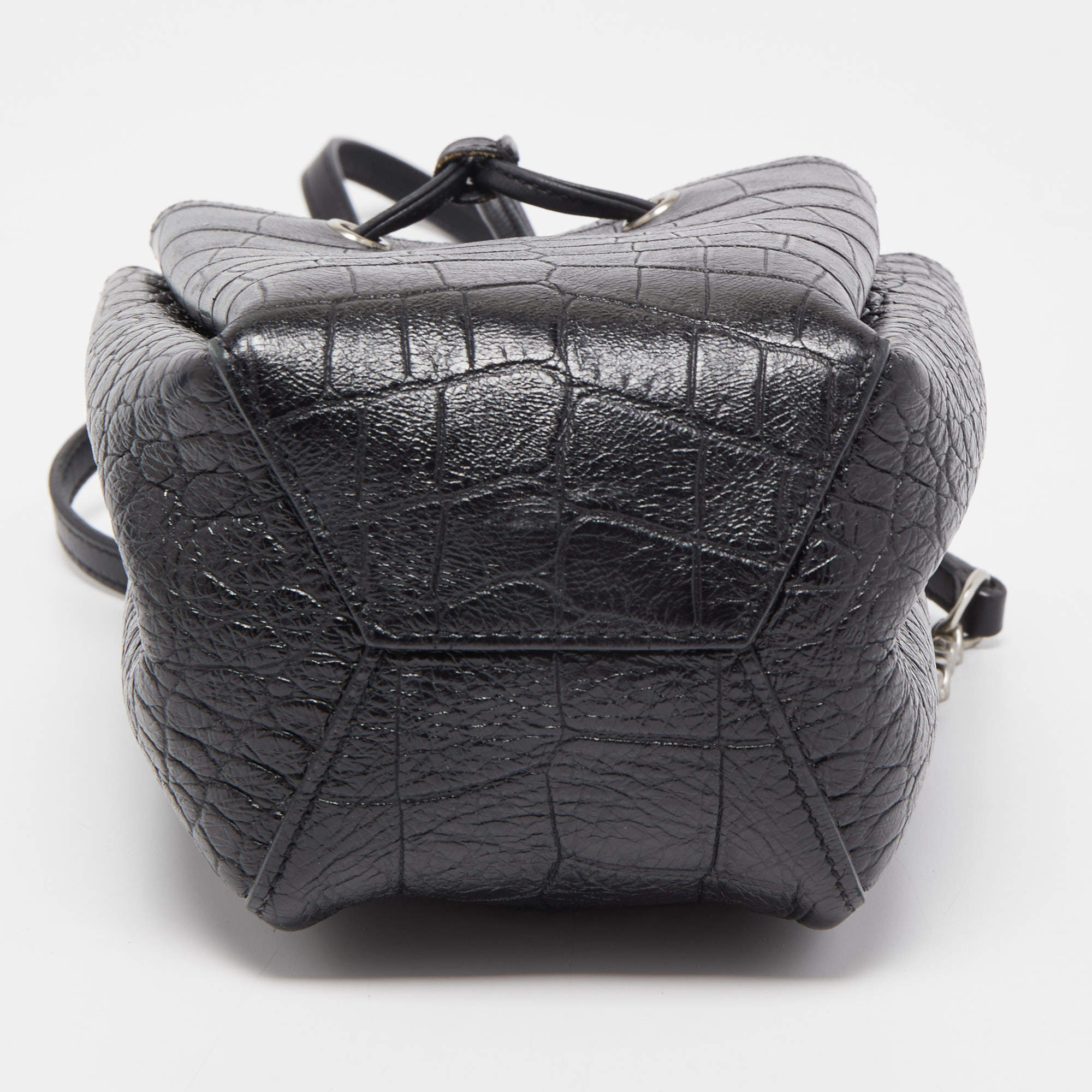 Sold at Auction: Saint Laurent Monogram Bucket Bag Crocodile Embossed  Leather Mini Black