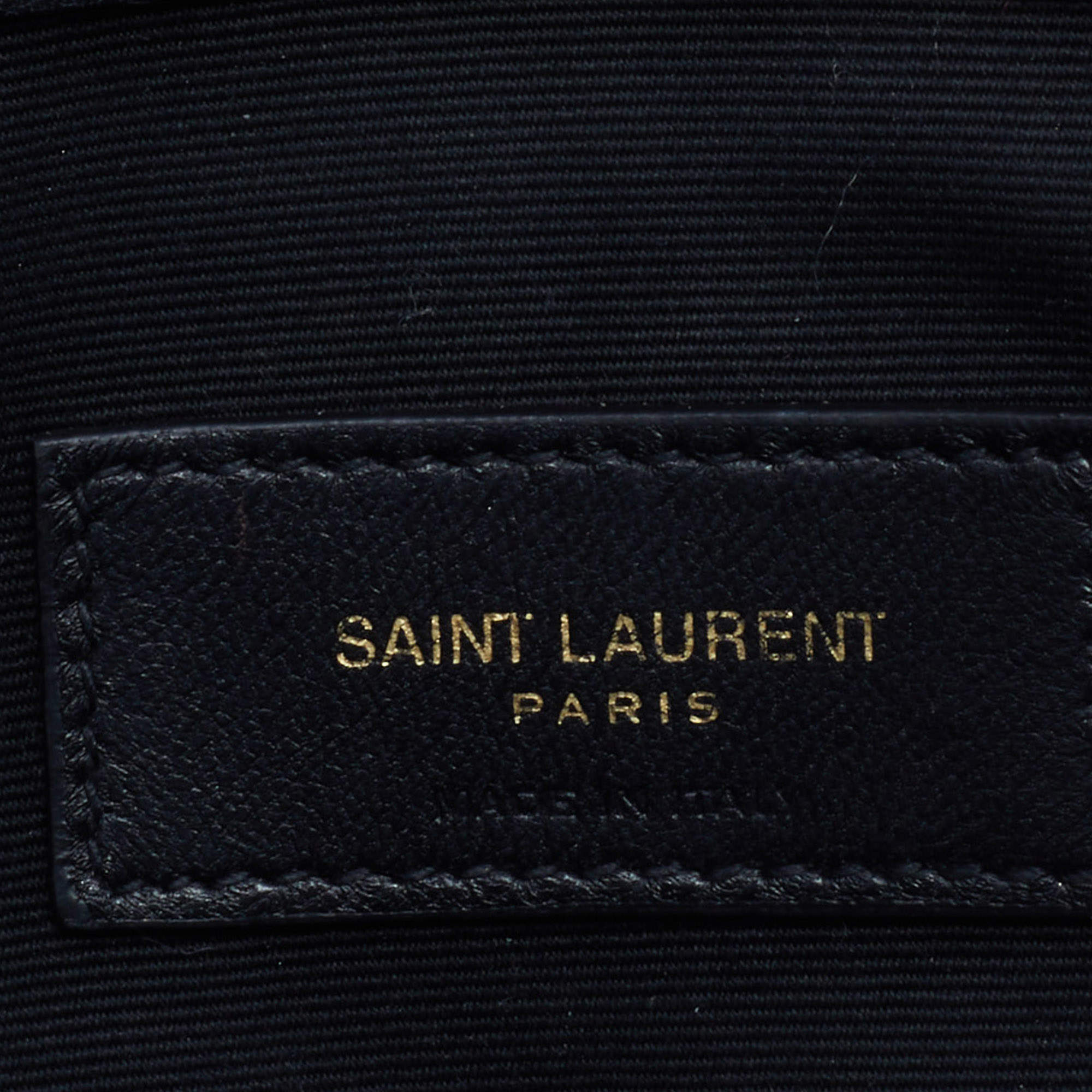 Saint Laurent Beige/Black Striped Canvas and Leather Medium Uptown