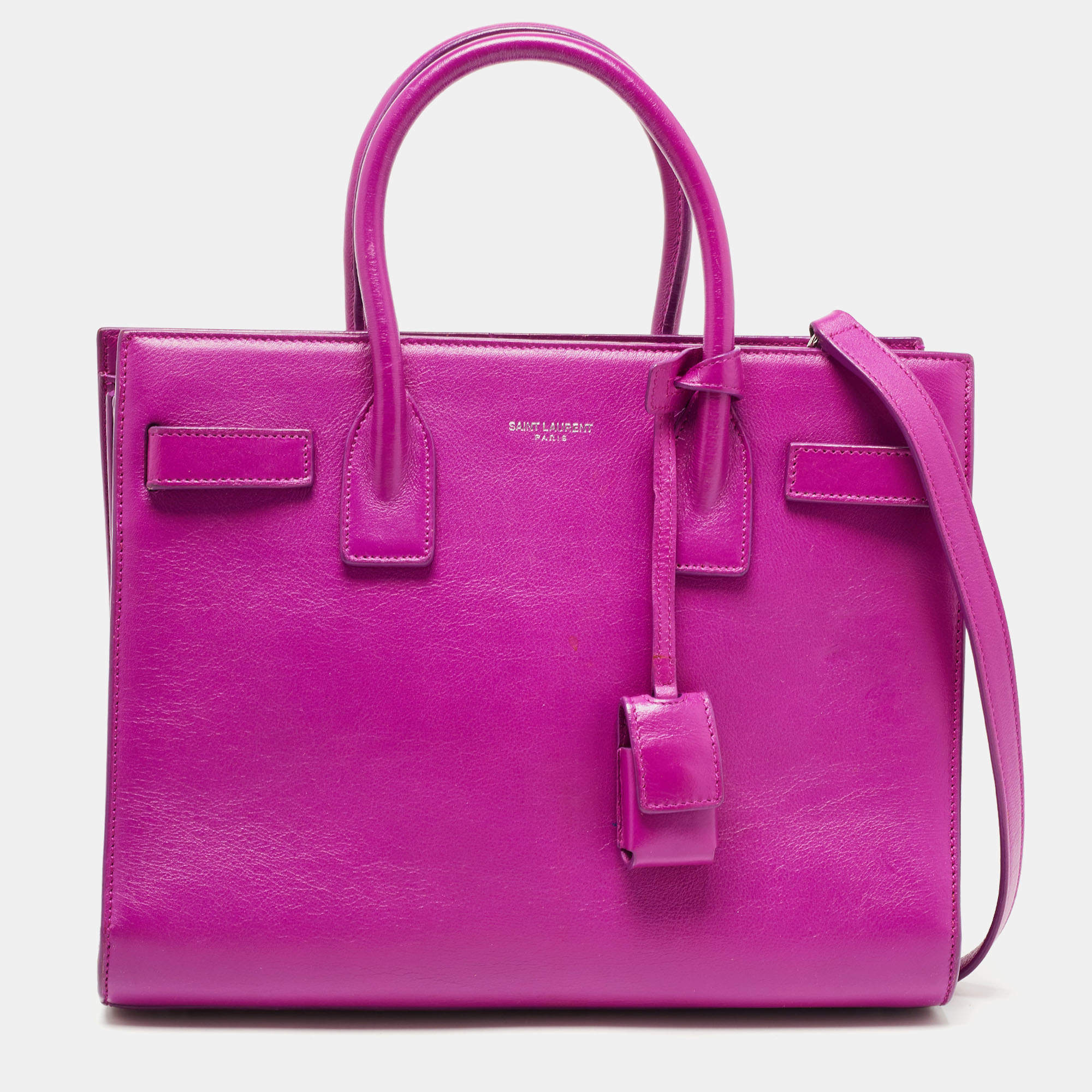 Saint Laurent Magenta Leather Baby Classic Sac De Jour Tote