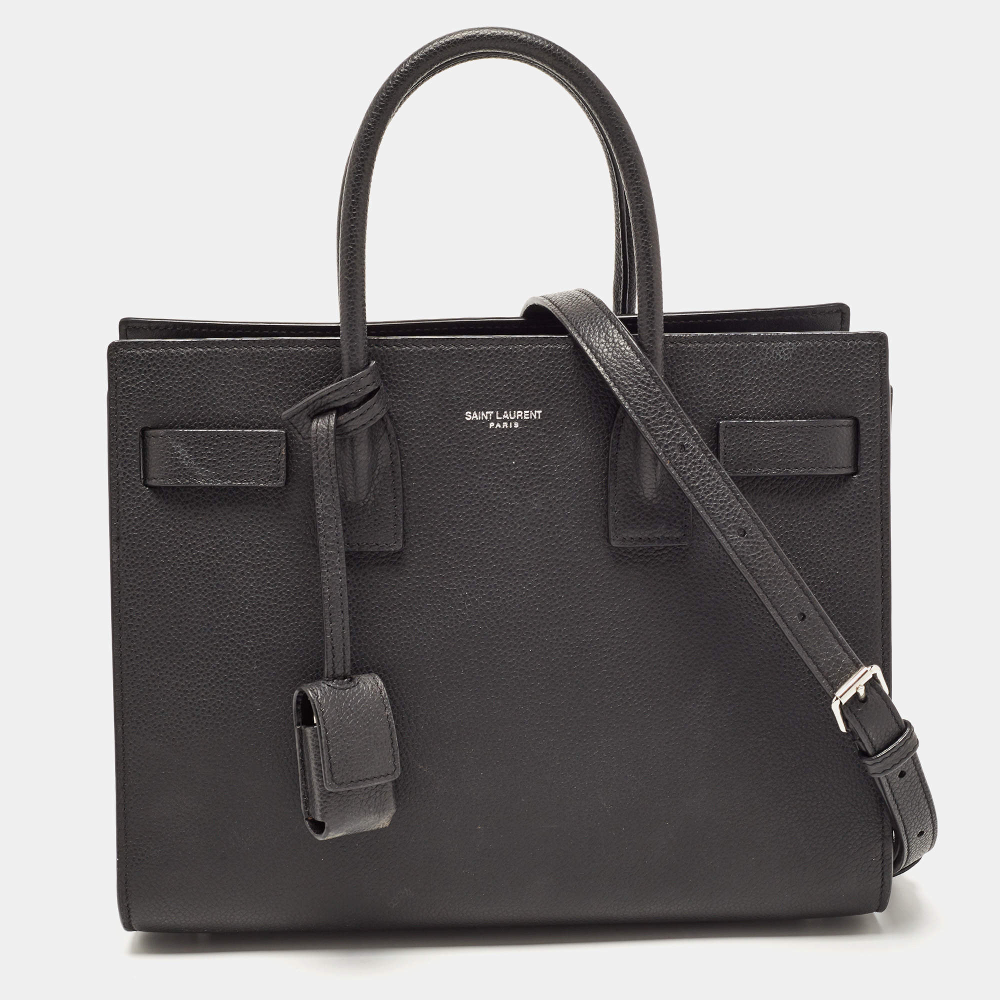 Pre Owned Saint Laurent Black Leather Baby Classic Sac De Jour Tote