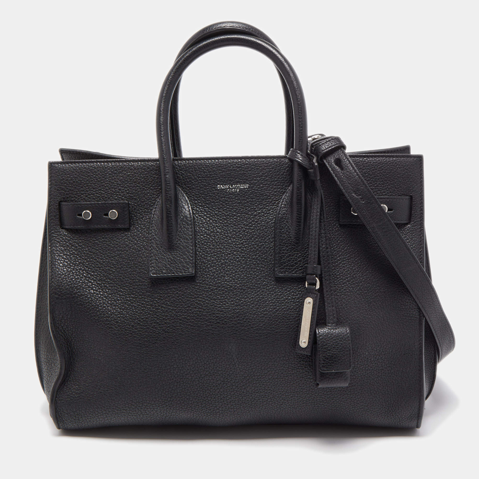 Saint Laurent Black Leather Small Classic Sac De Jour Tote